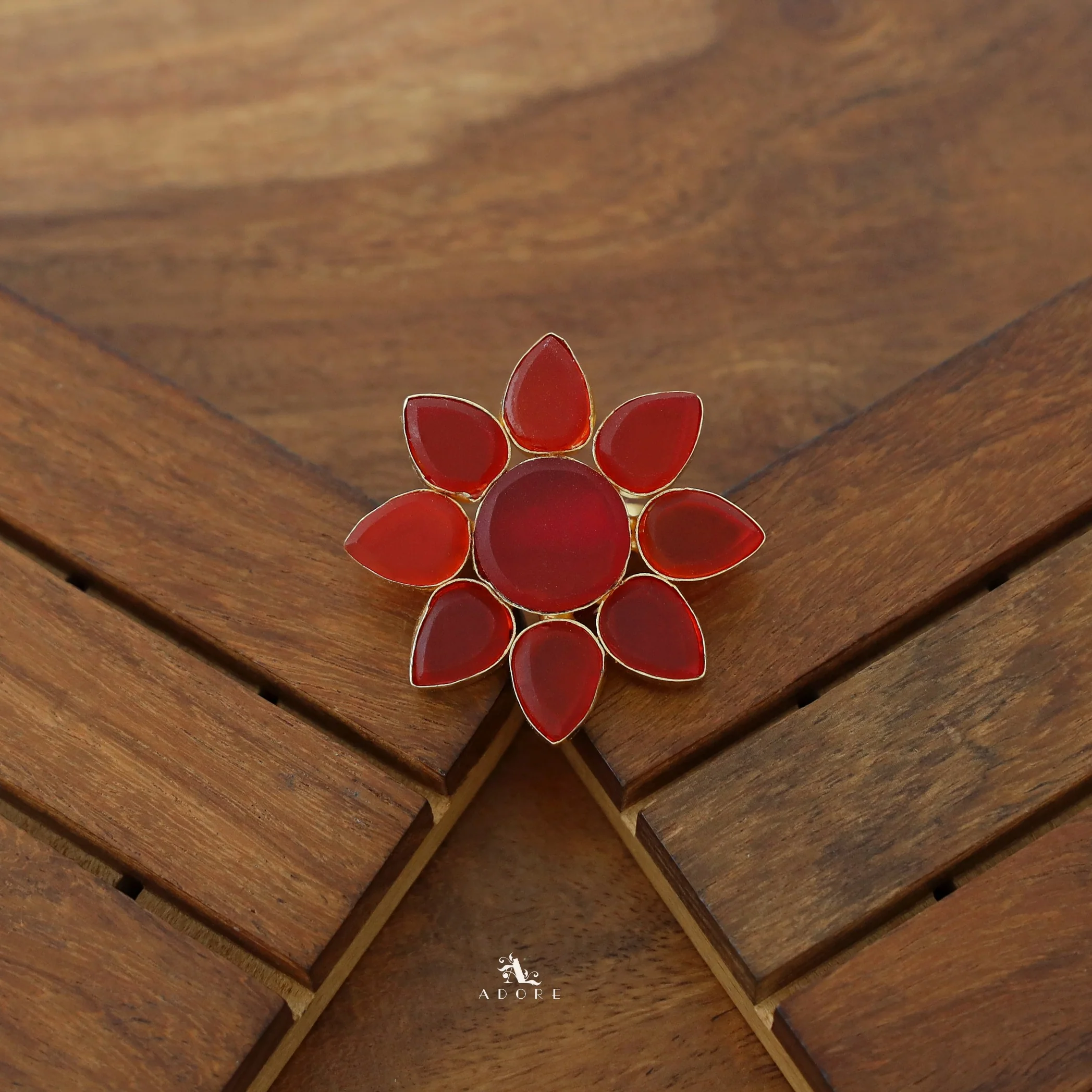 8 Petal Raw Stone Ring (Colour Option) - Image 42