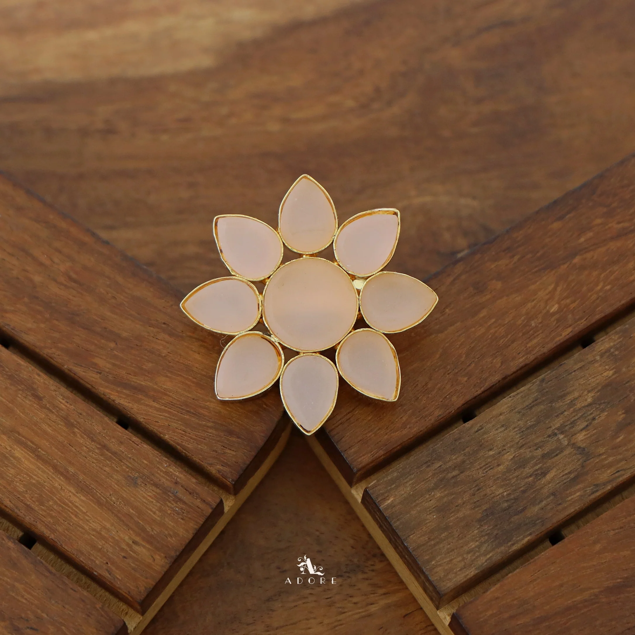 8 Petal Raw Stone Ring (Colour Option) - Image 43