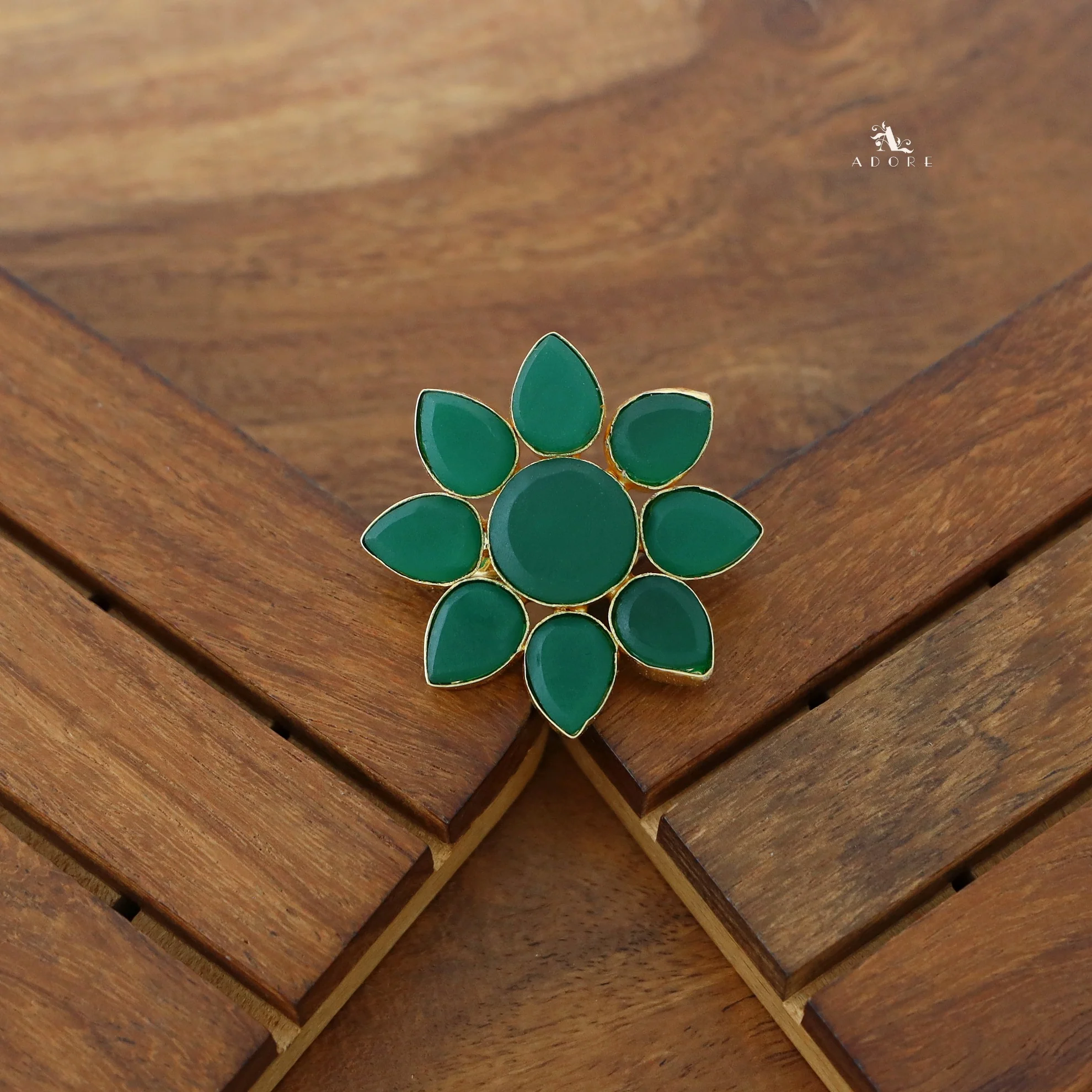 8 Petal Raw Stone Ring (Colour Option) - Image 44