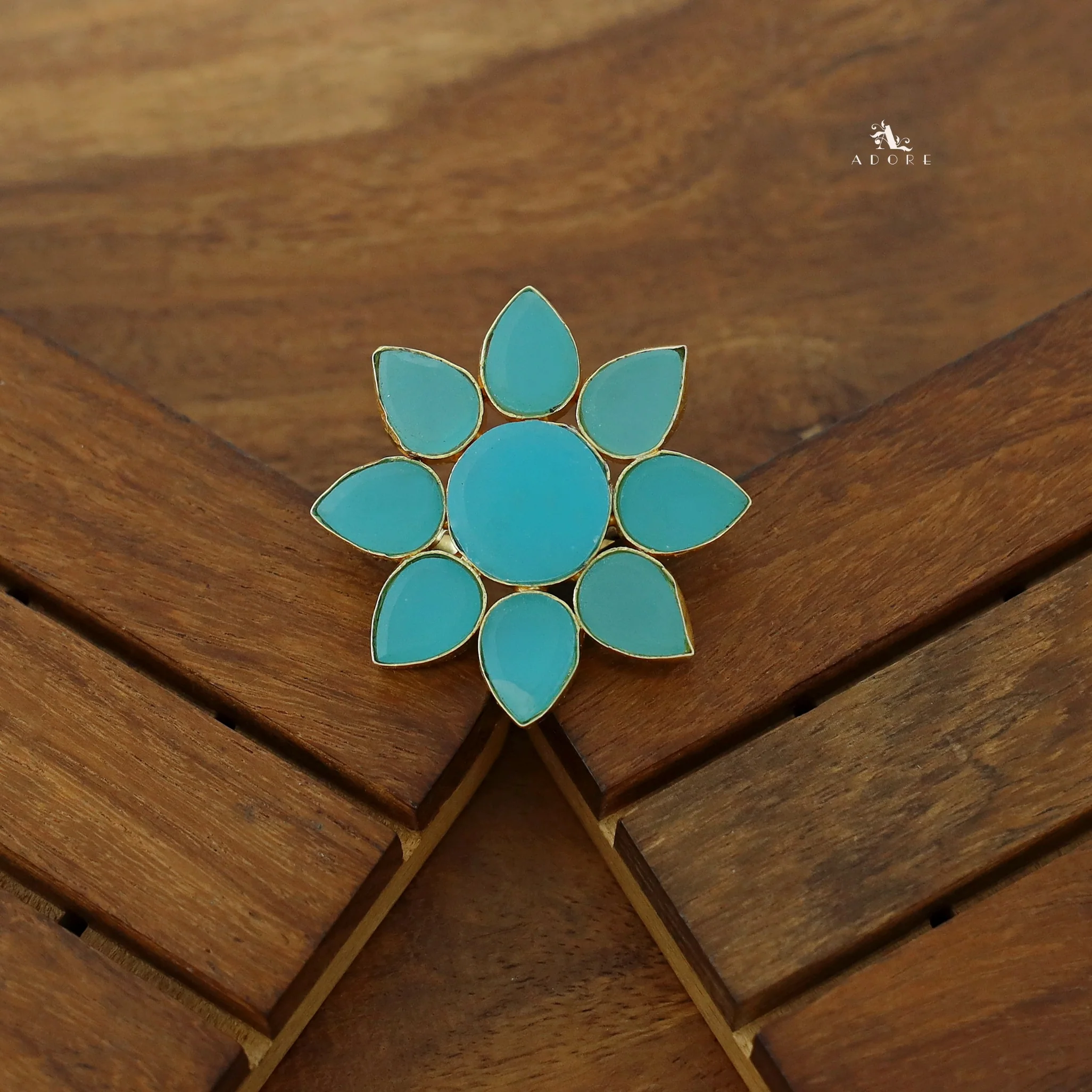 8 Petal Raw Stone Ring (Colour Option) - Image 46
