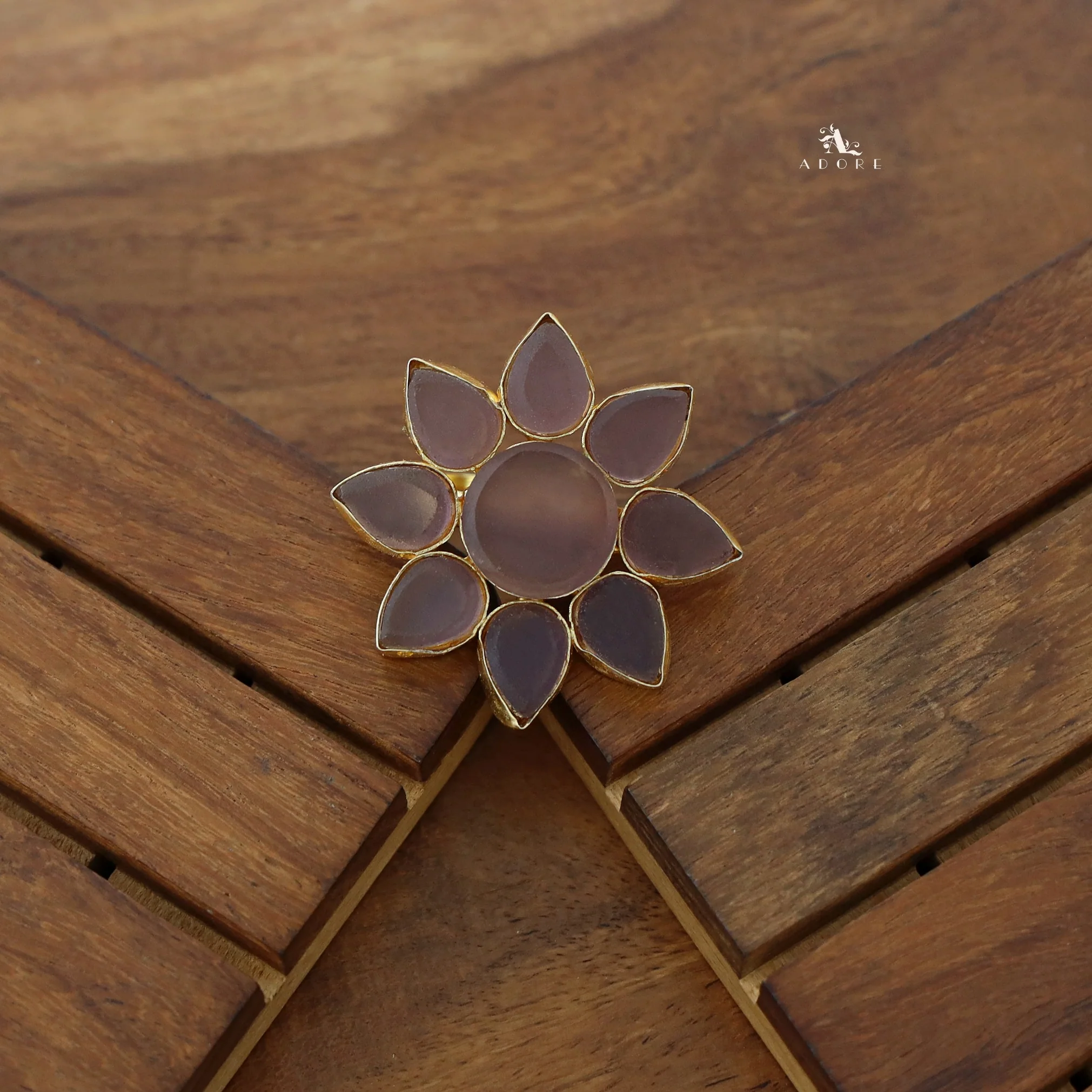 8 Petal Raw Stone Ring (Colour Option) - Image 47