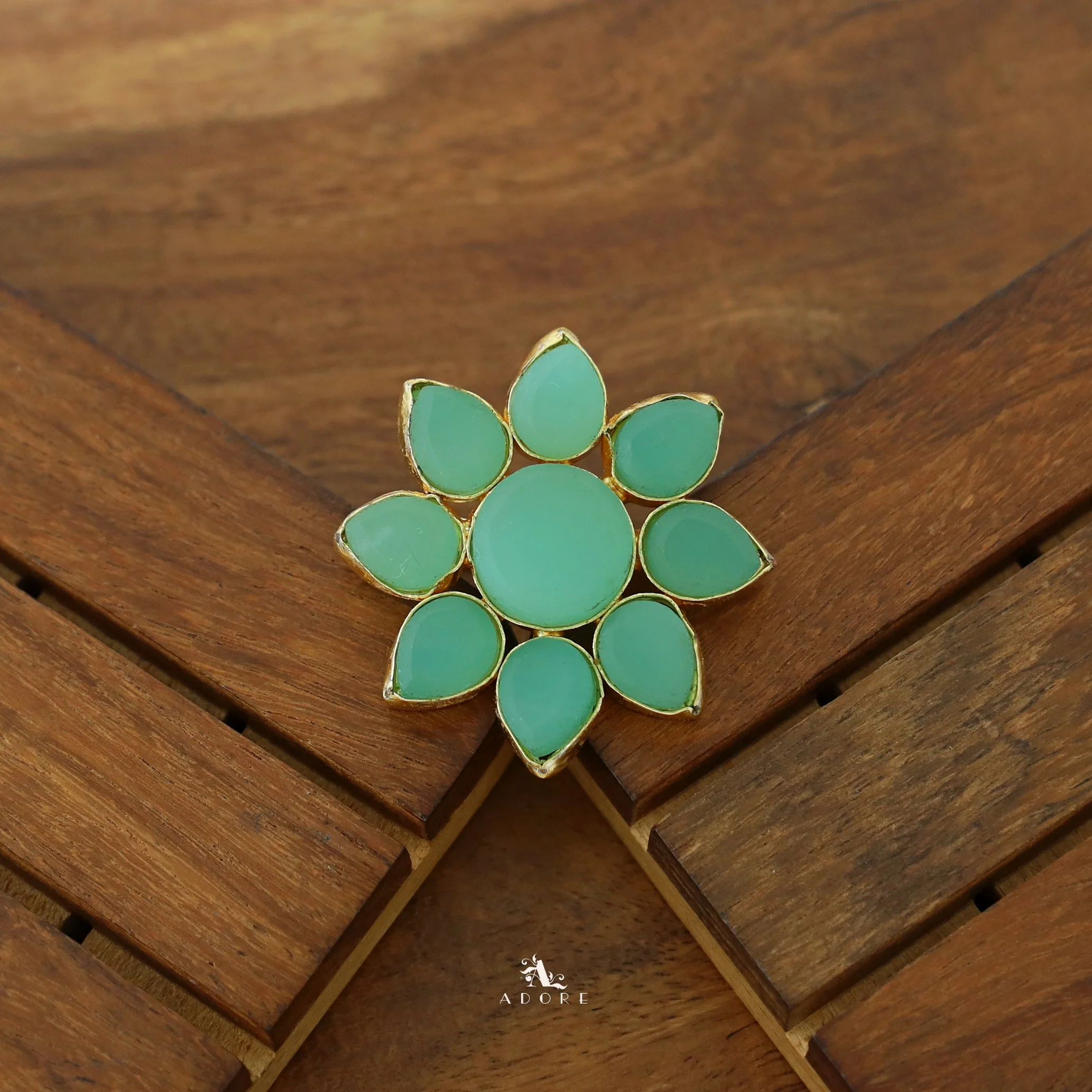 8 Petal Raw Stone Ring (Colour Option) - Image 6