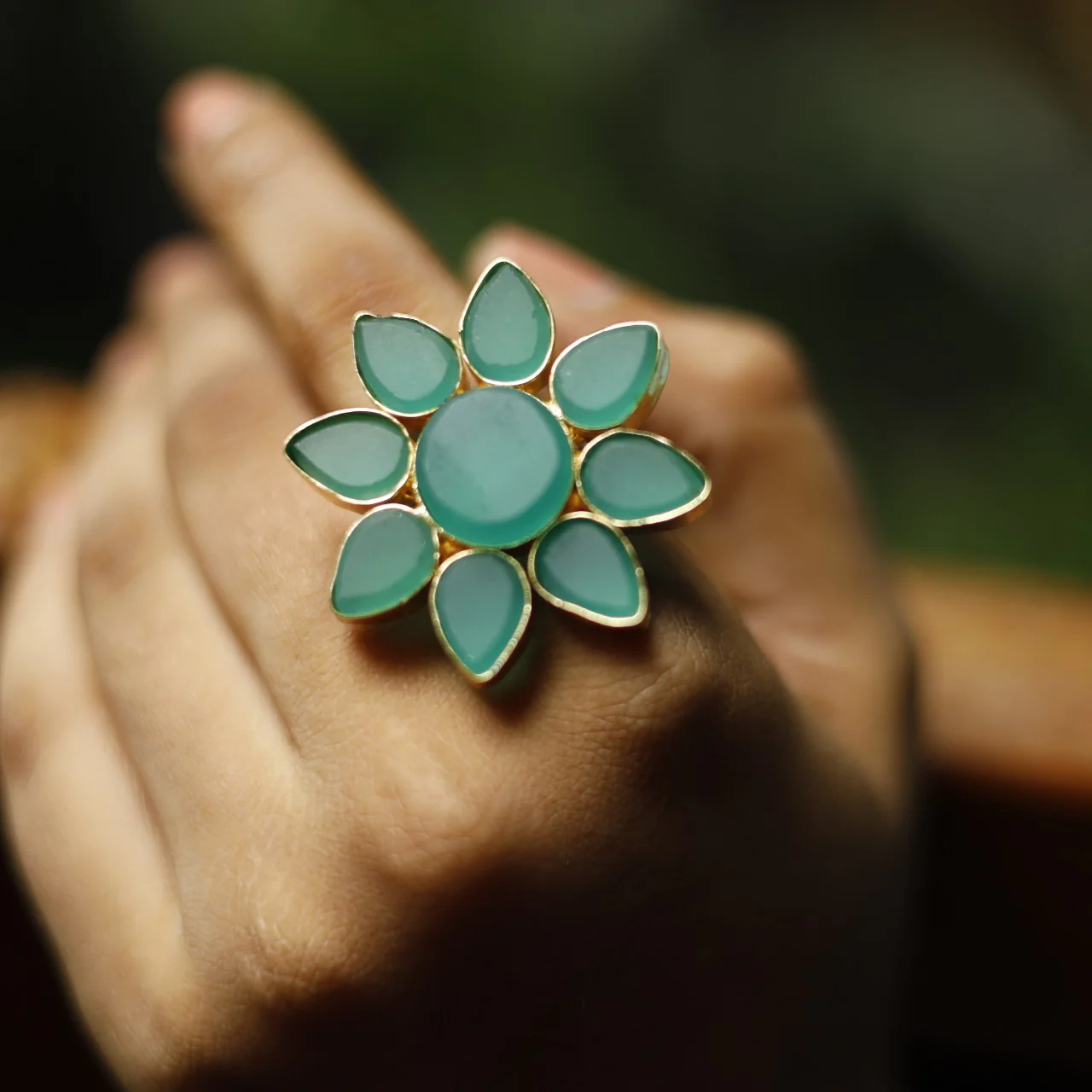 8 Petal Raw Stone Ring (Colour Option) - Image 7
