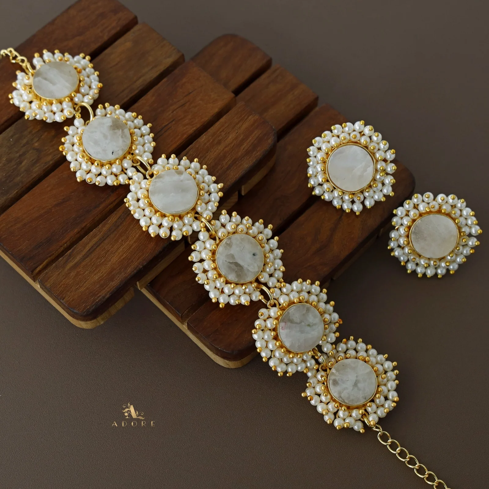 Aabhira Full Pearl Round Choker/Short Neck Piece With Earring (Colour Option) - Image 13