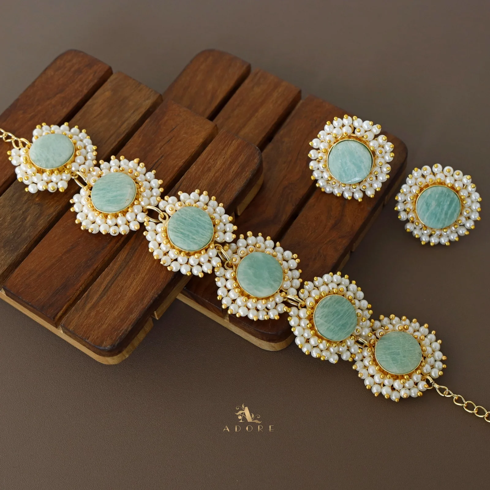 Aabhira Full Pearl Round Choker/Short Neck Piece With Earring (Colour Option) - Image 17