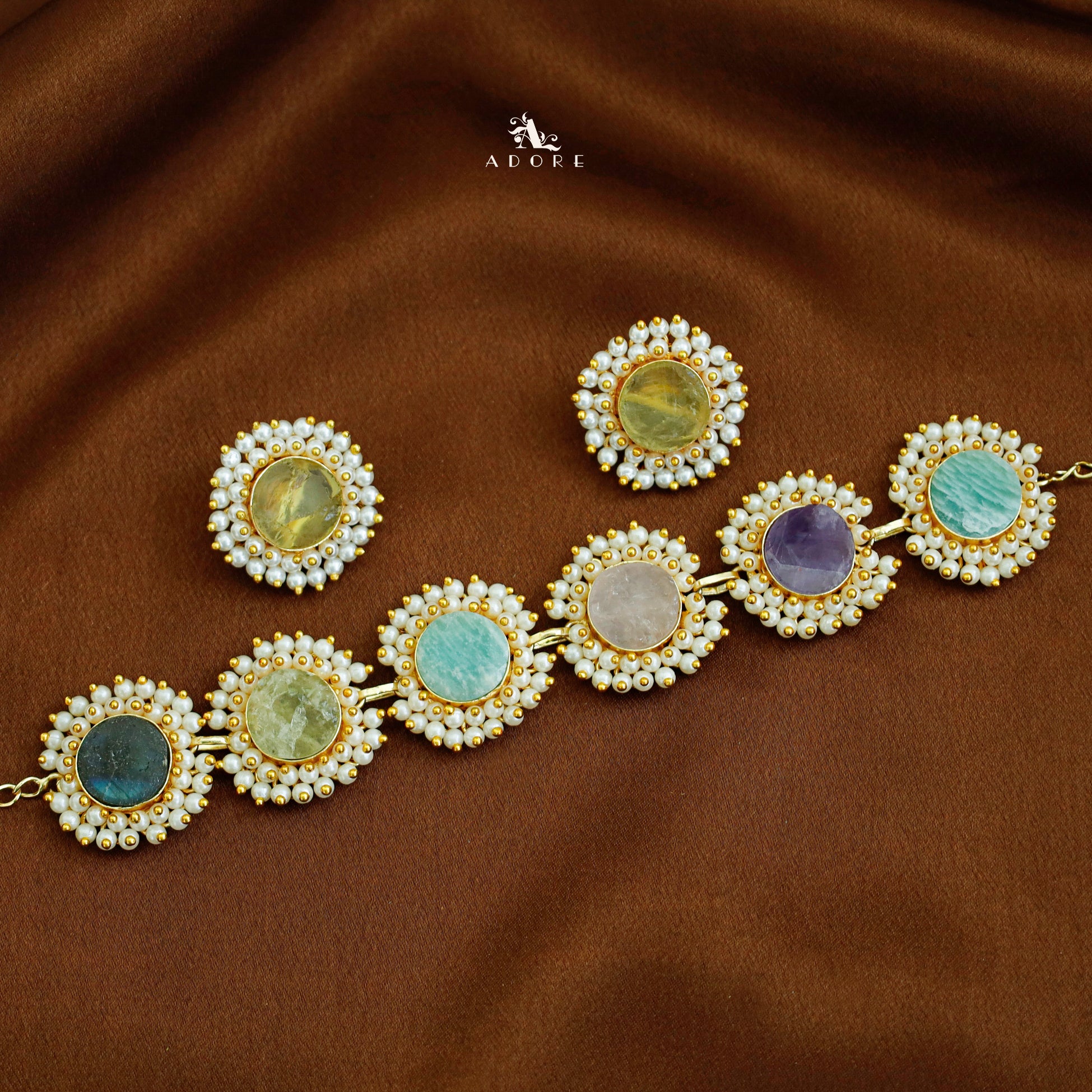 Aabhira Full Pearl Round Choker/Short Neck Piece With Earring (Colour Option) - Image 25