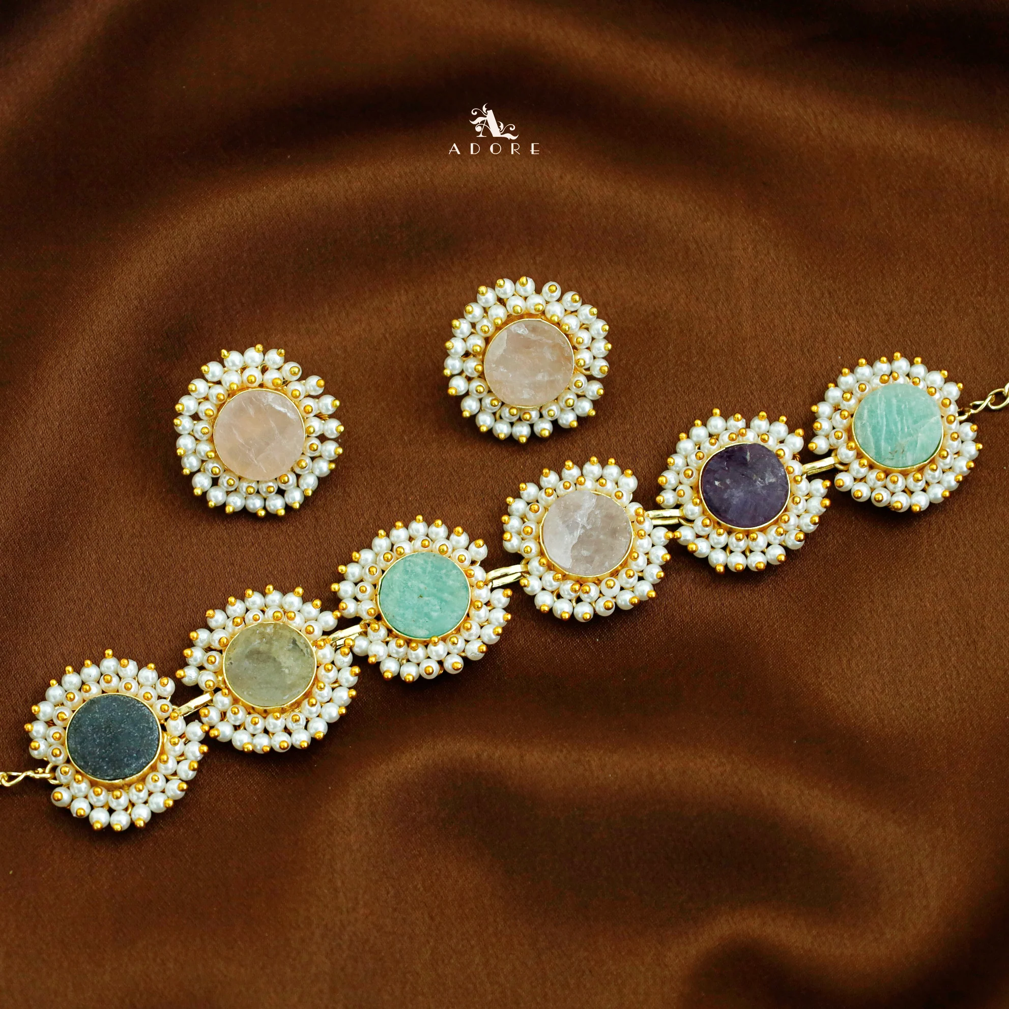 Aabhira Full Pearl Round Choker/Short Neck Piece With Earring (Colour Option) - Image 28