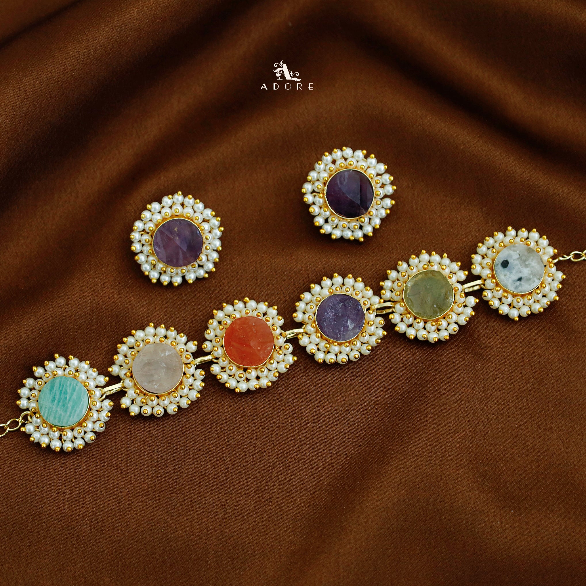 Aabhira Full Pearl Round Choker/Short Neck Piece With Earring (Colour Option) - Image 29