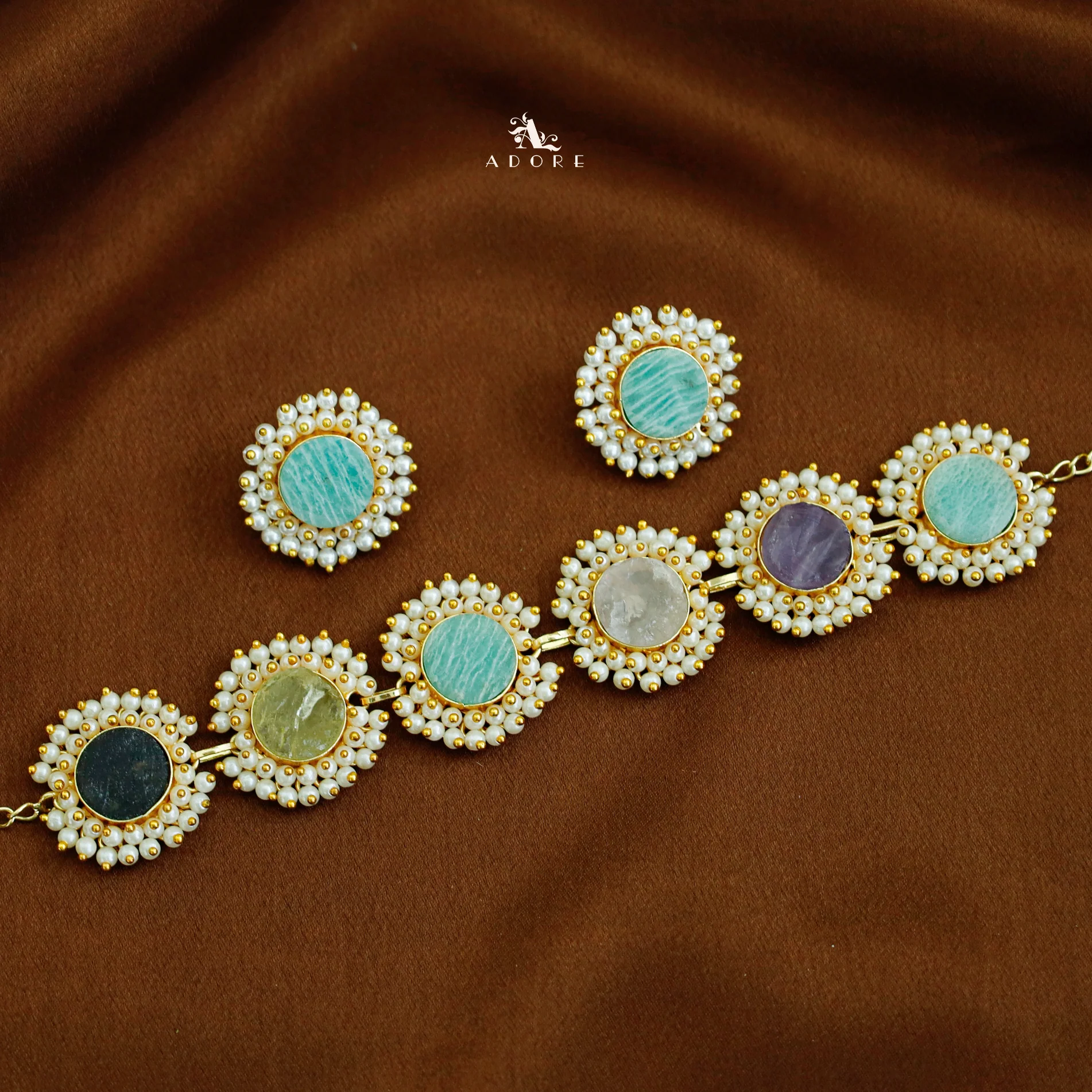 Aabhira Full Pearl Round Choker/Short Neck Piece With Earring (Colour Option) - Image 5