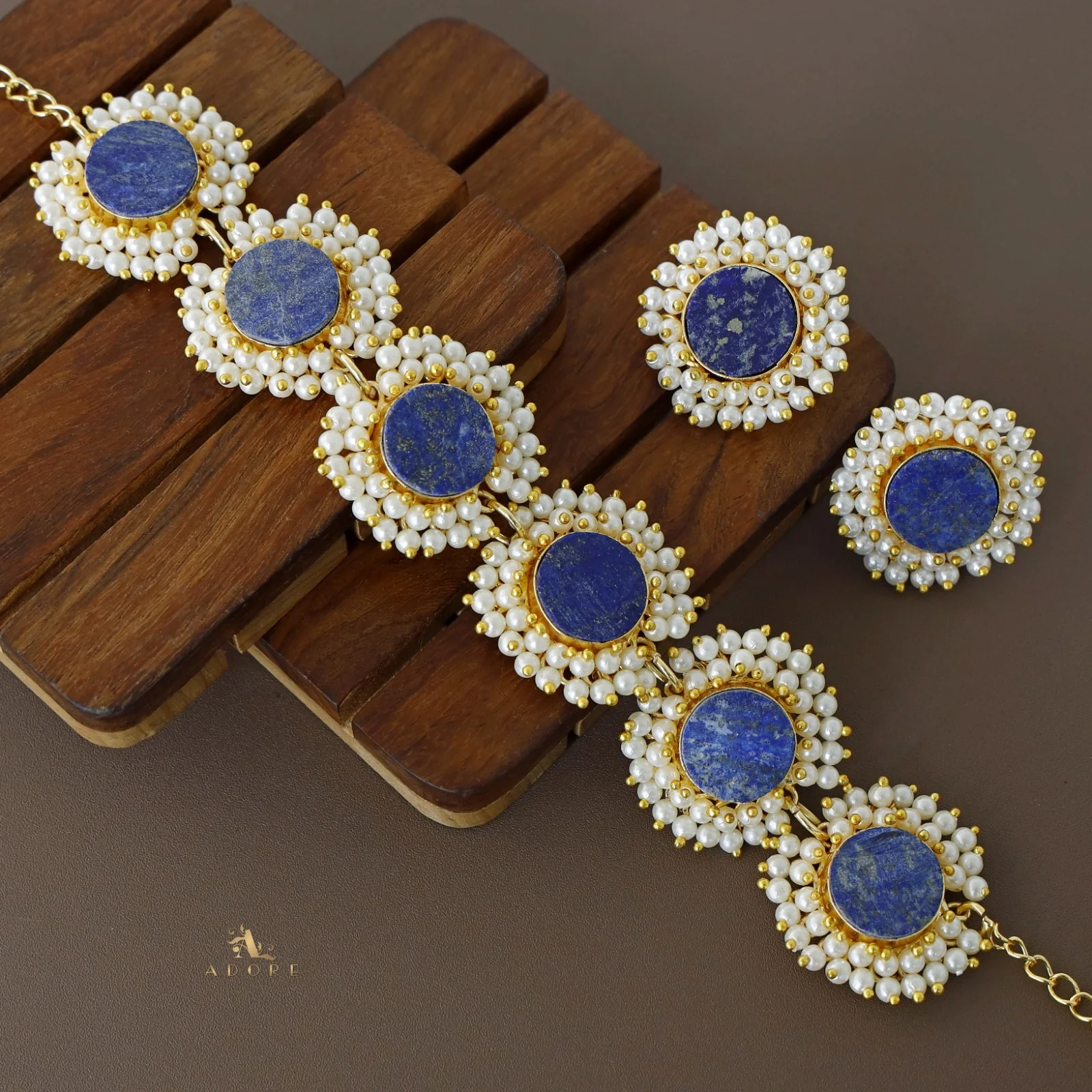 Aabhira Full Pearl Round Choker/Short Neck Piece With Earring (Colour Option) - Image 8