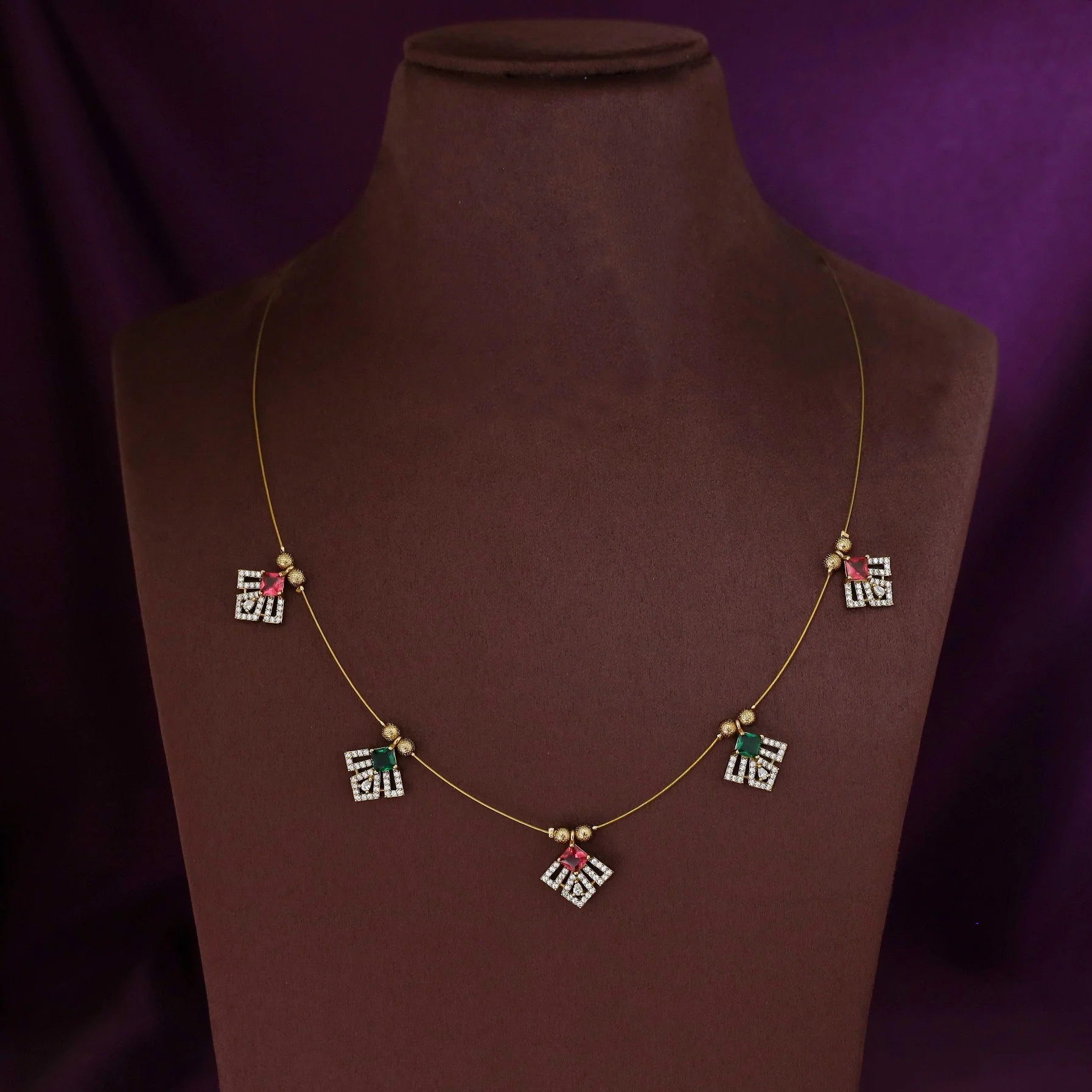 Aadira AD Stone String Neckpiece With Earring - Image 5