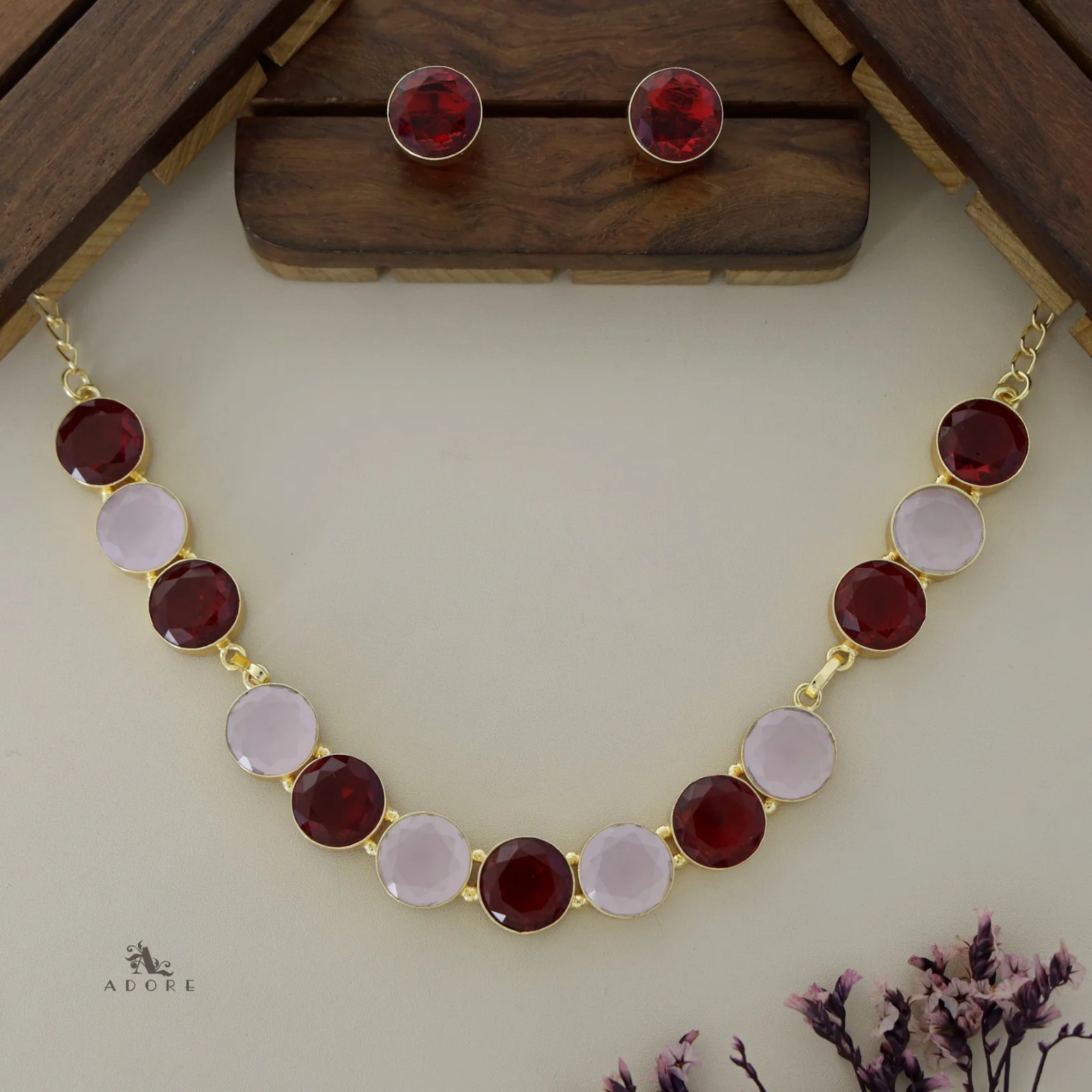 AAKANCHA GLOSSY MULTI COLOUR NECKPIECE WITH EARRING - Image 14