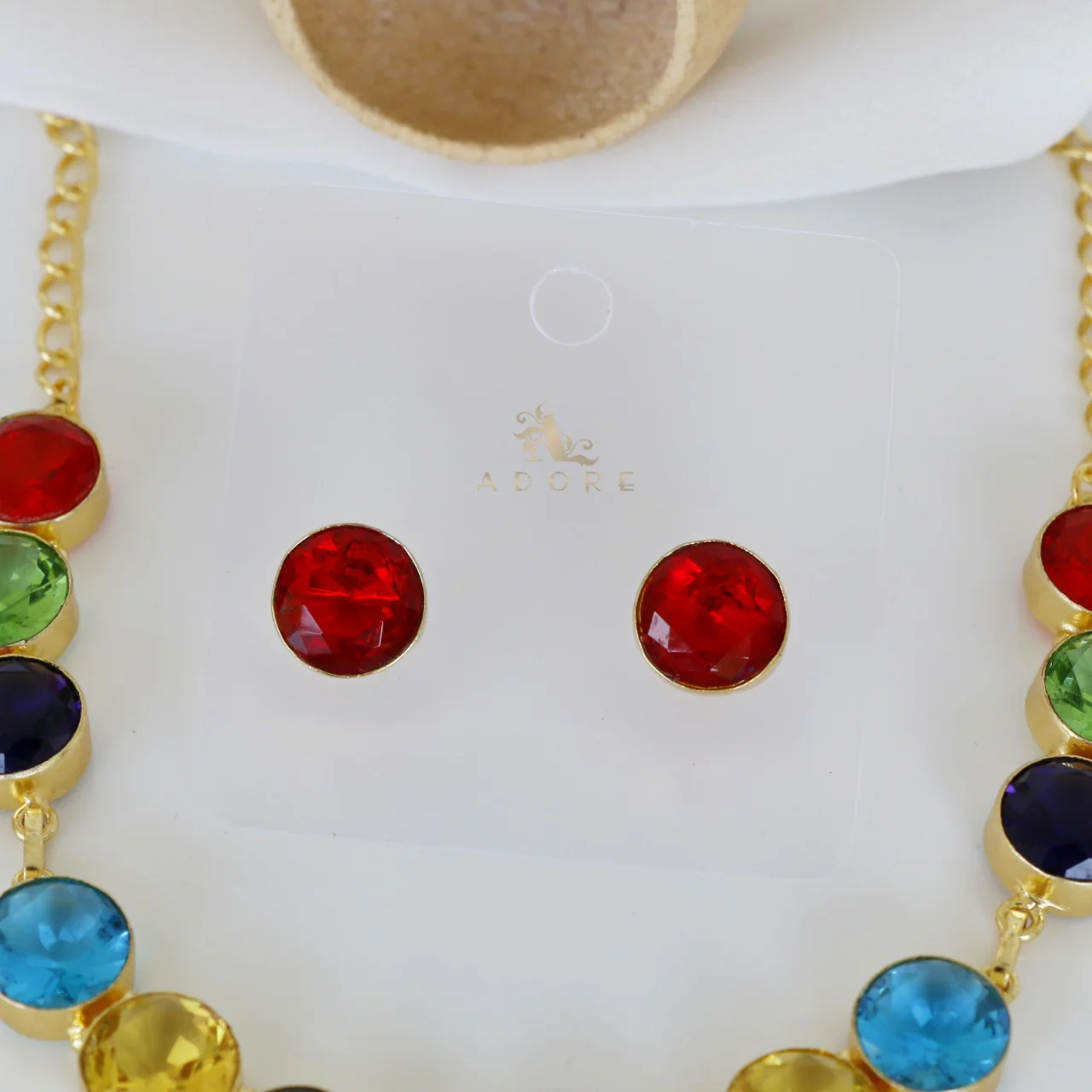 AAKANCHA GLOSSY MULTI COLOUR NECKPIECE WITH EARRING - Image 7