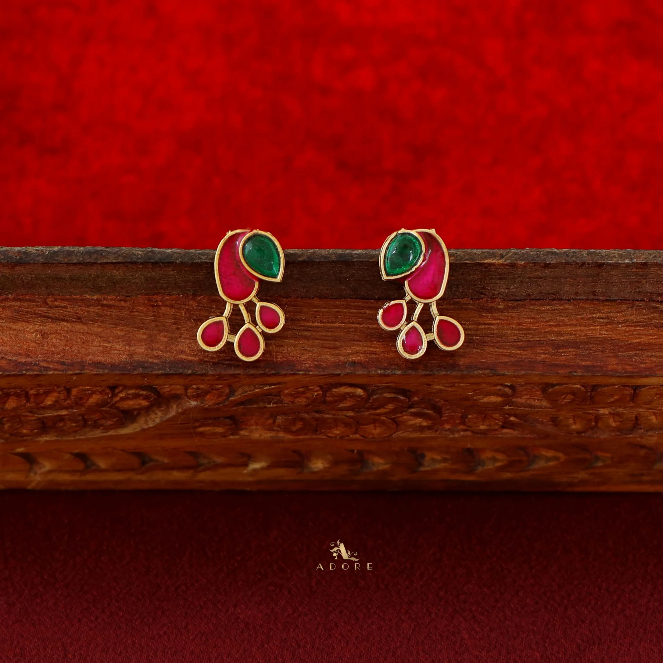 Aaraathana Golden Mayur Neckpiece With Earring - Image 3