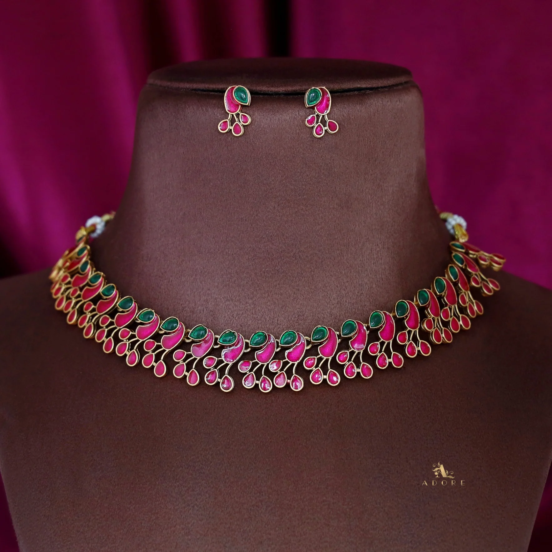Aaraathana Golden Mayur Neckpiece With Earring - Image 6