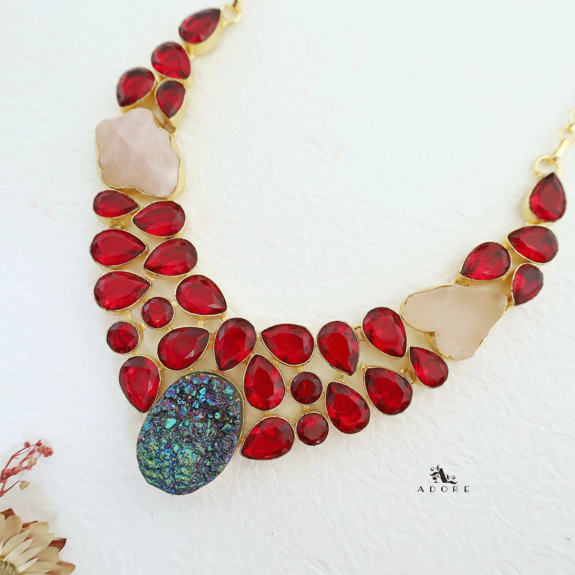 Aariana Druzy + Glossy Raw Stone Neckpiece - Image 2