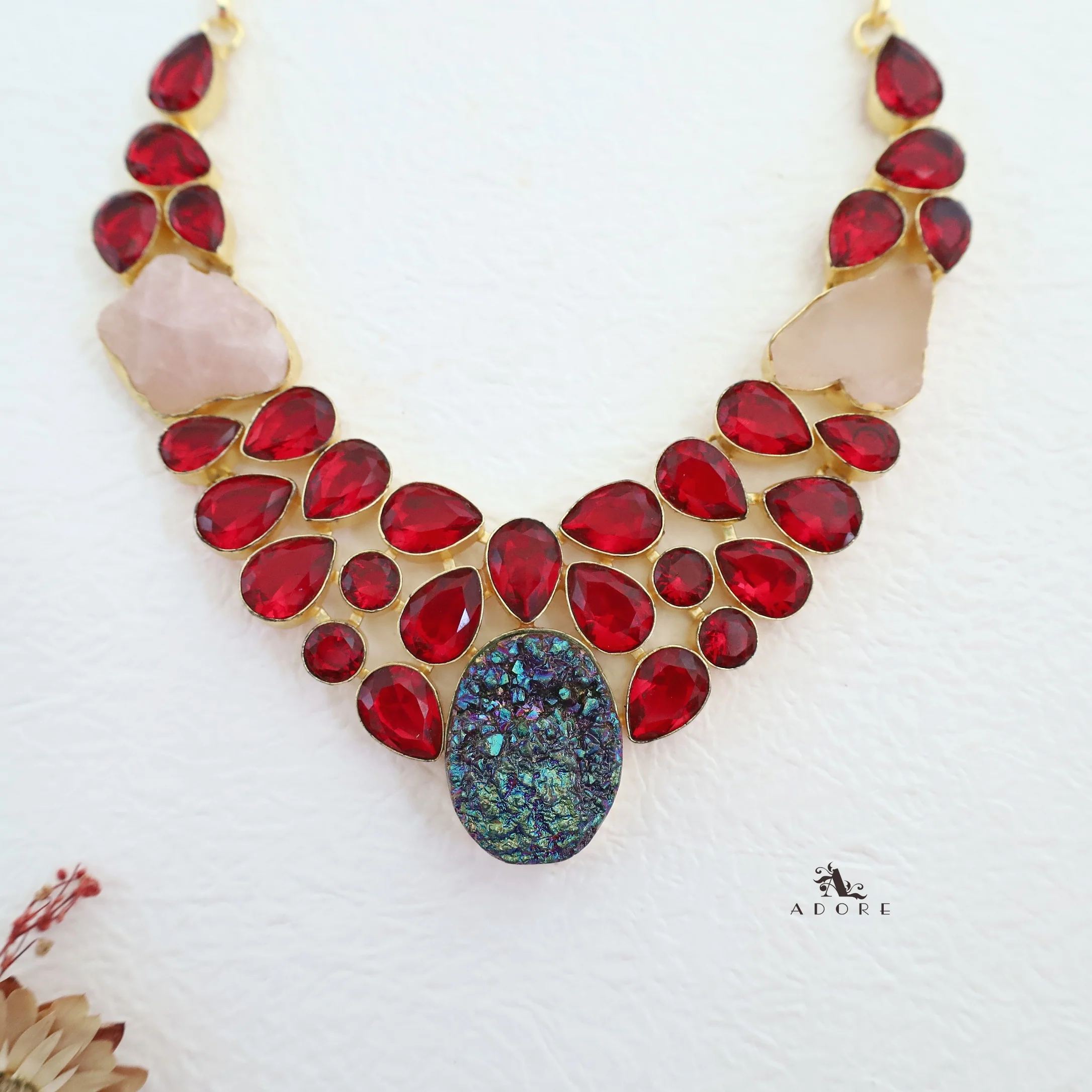 Aariana Druzy + Glossy Raw Stone Neckpiece - Image 3