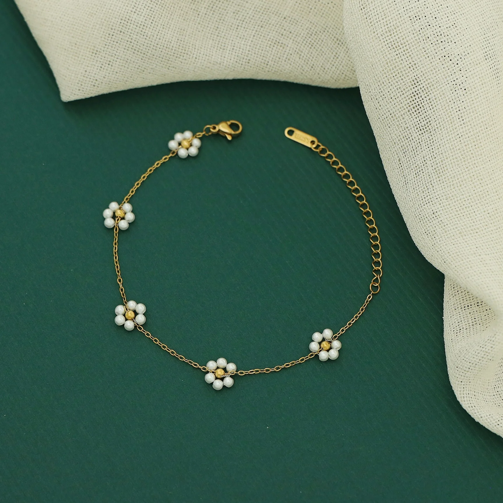 Aaritra Pearl Flower Bracelet - Image 2