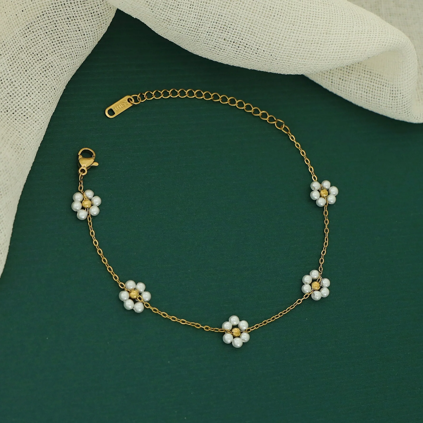 Aaritra Pearl Flower Bracelet - Image 3