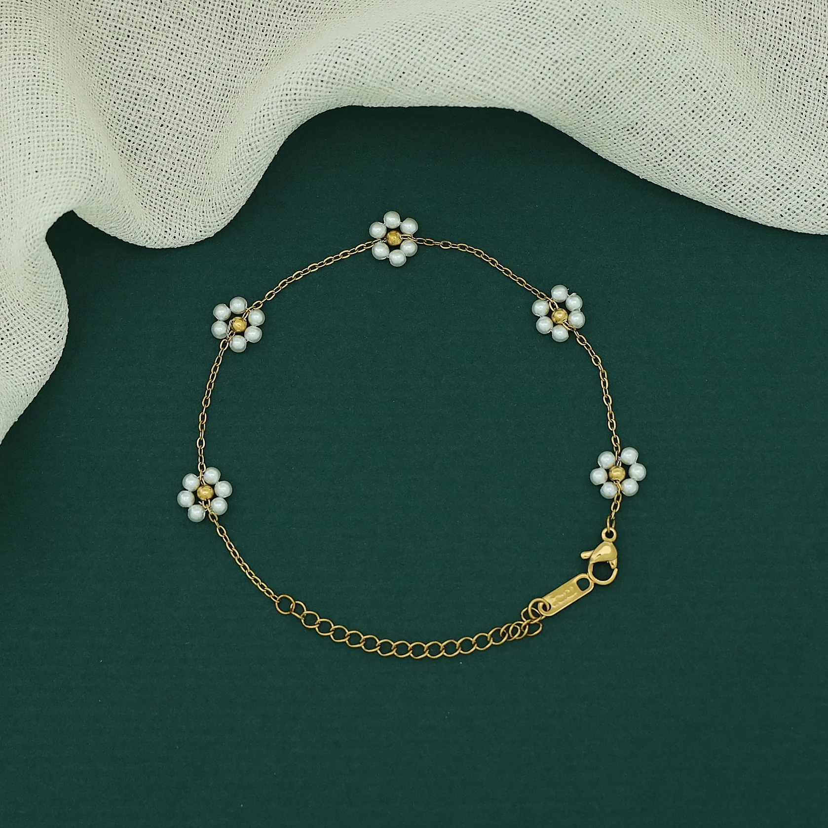 Aaritra Pearl Flower Bracelet - Image 4