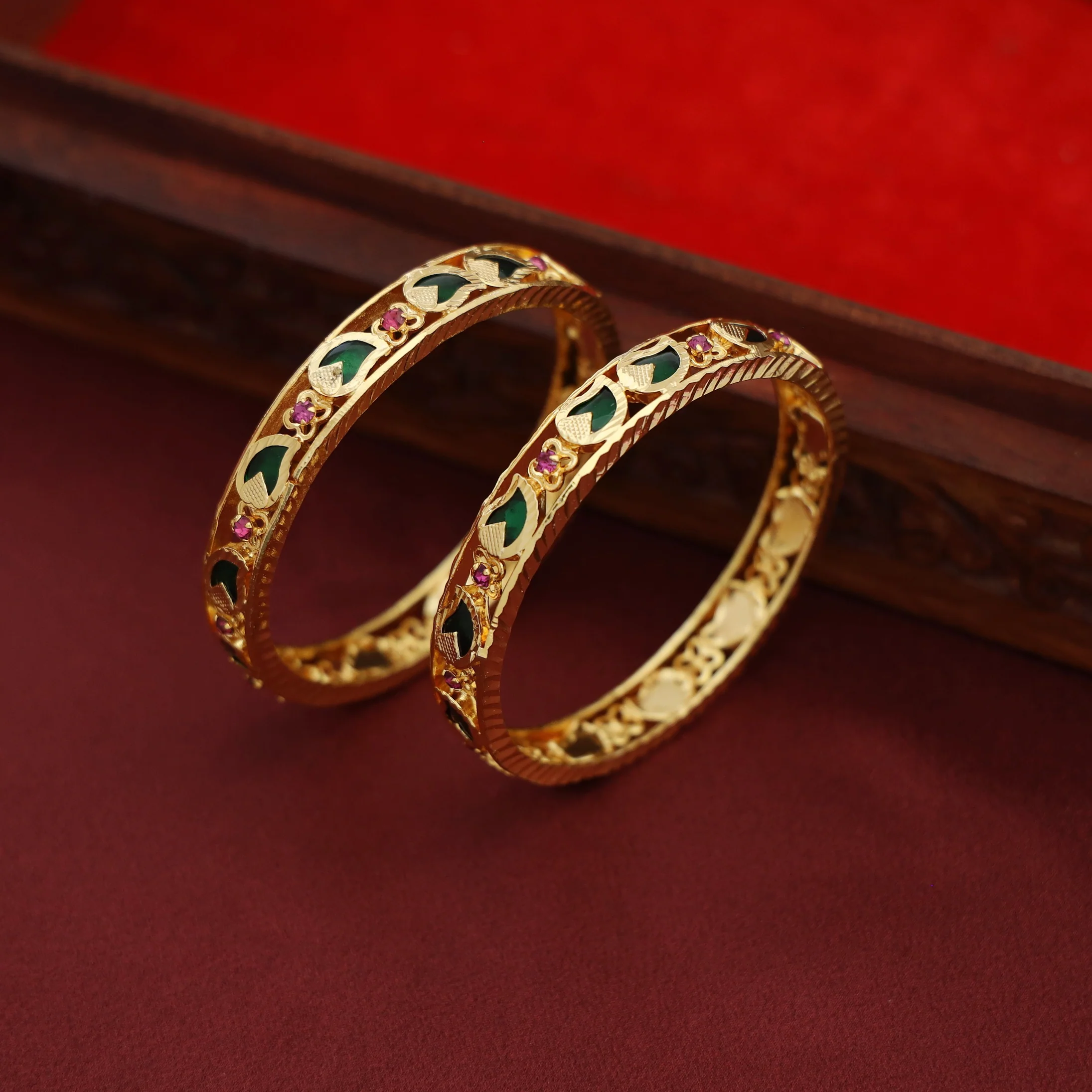 Aaruhi Mango Palakka Flower Bangle - Image 2