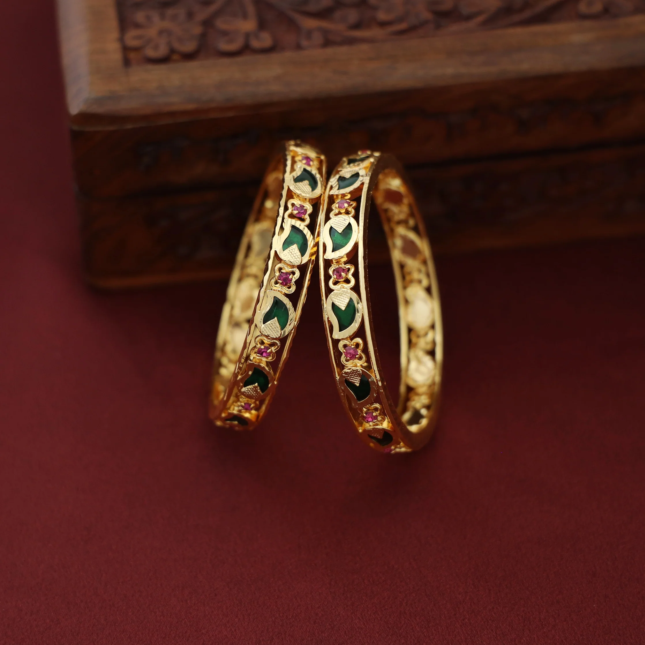 Aaruhi Mango Palakka Flower Bangle - Image 3