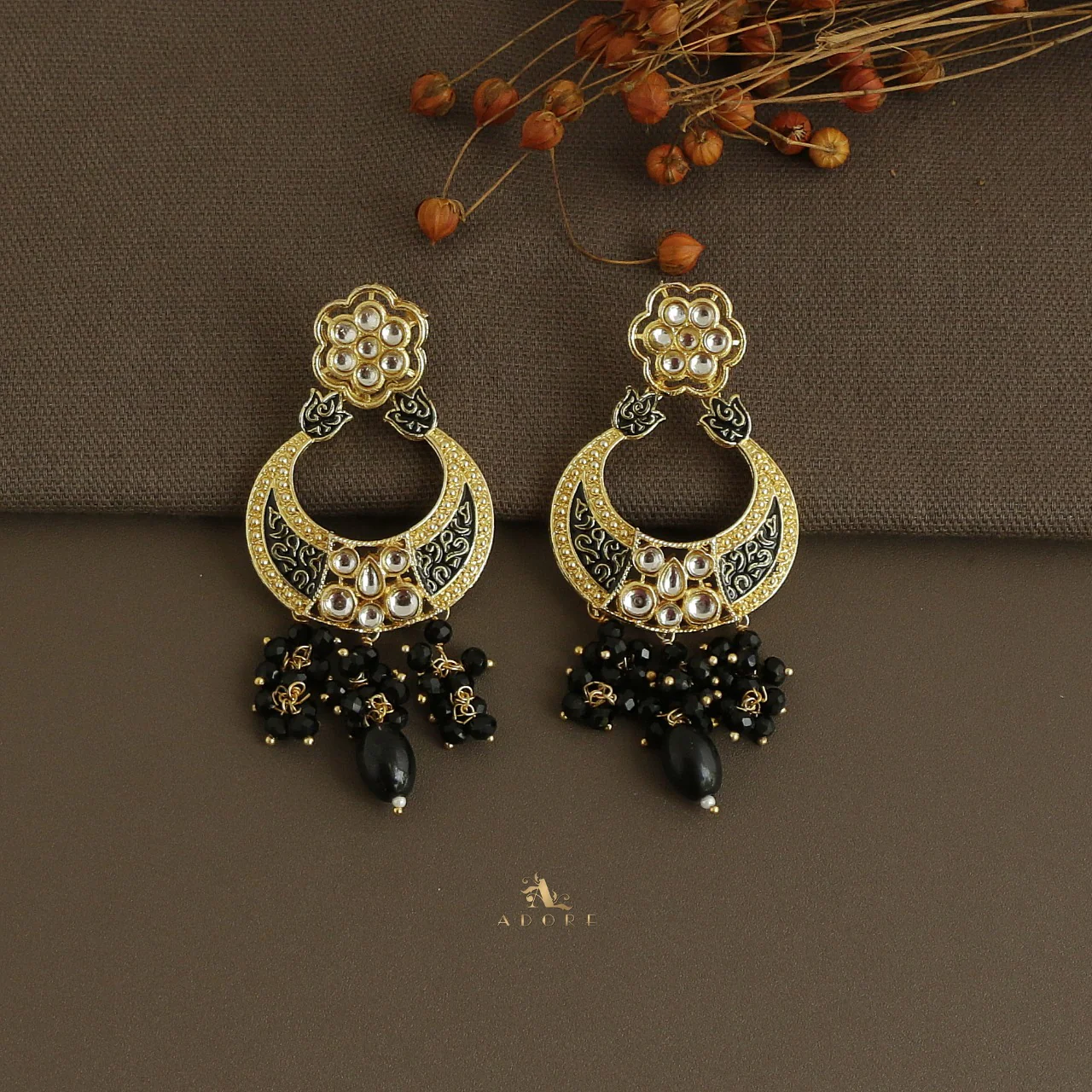 Aarunya Meenakari Kundan Neckpiece With Earring - Image 4