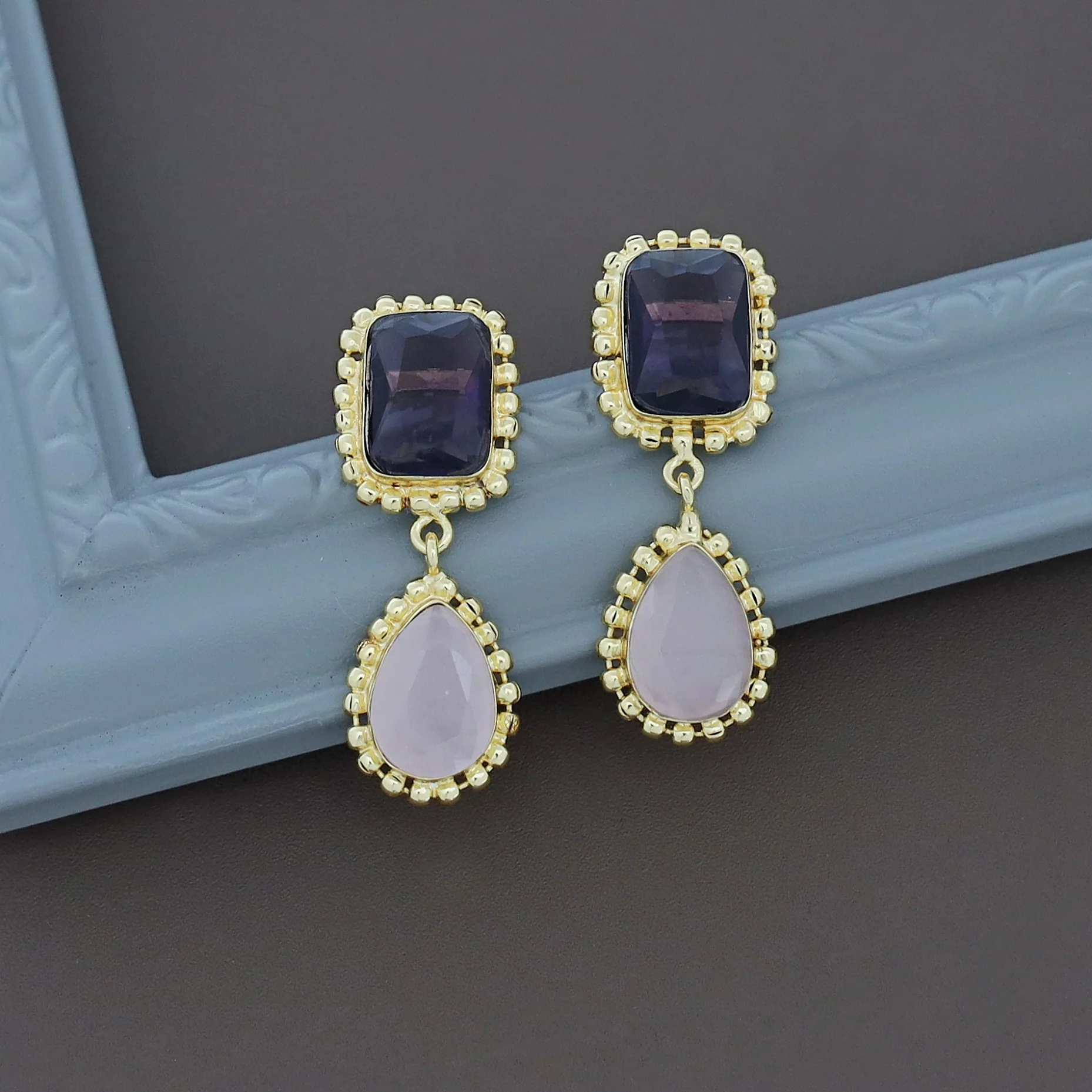Aarviya Square And Drop Glossy Earring - Image 2