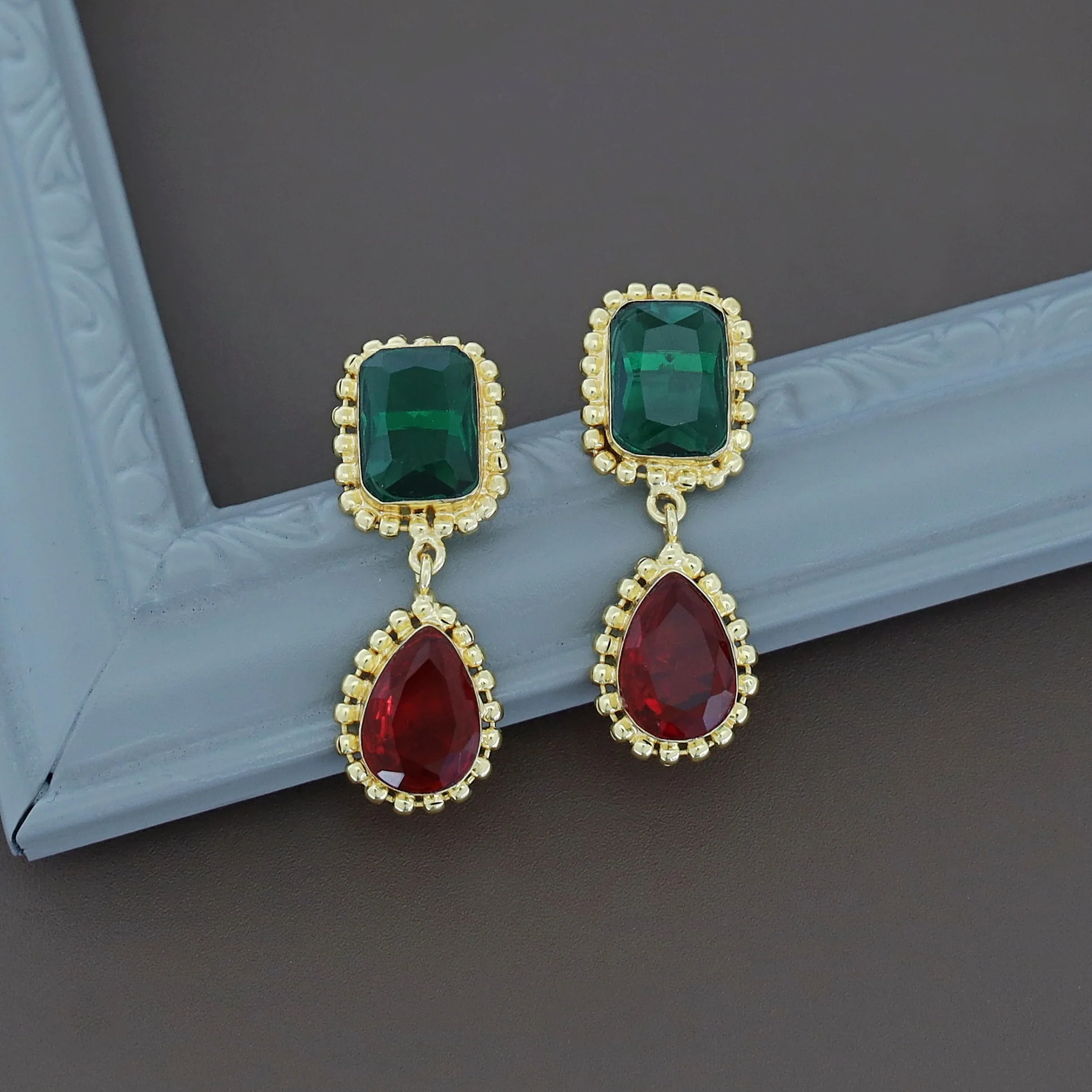 Aarviya Square And Drop Glossy Earring - Image 5