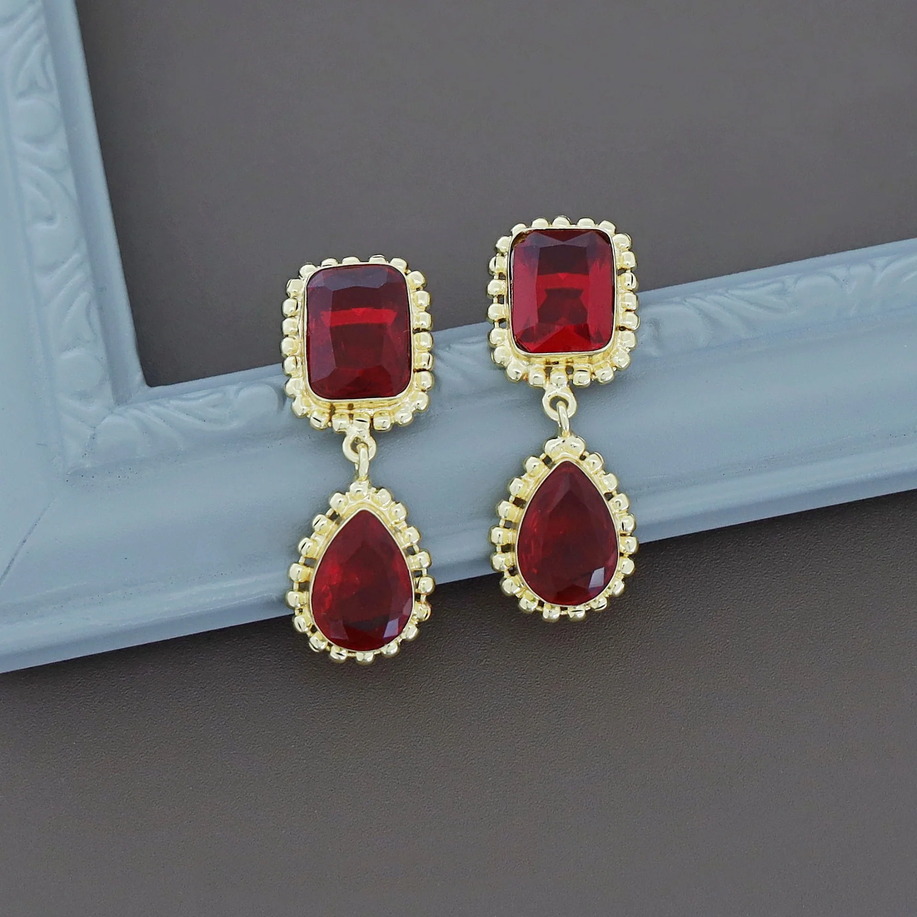 Aarviya Square And Drop Glossy Earring - Image 7