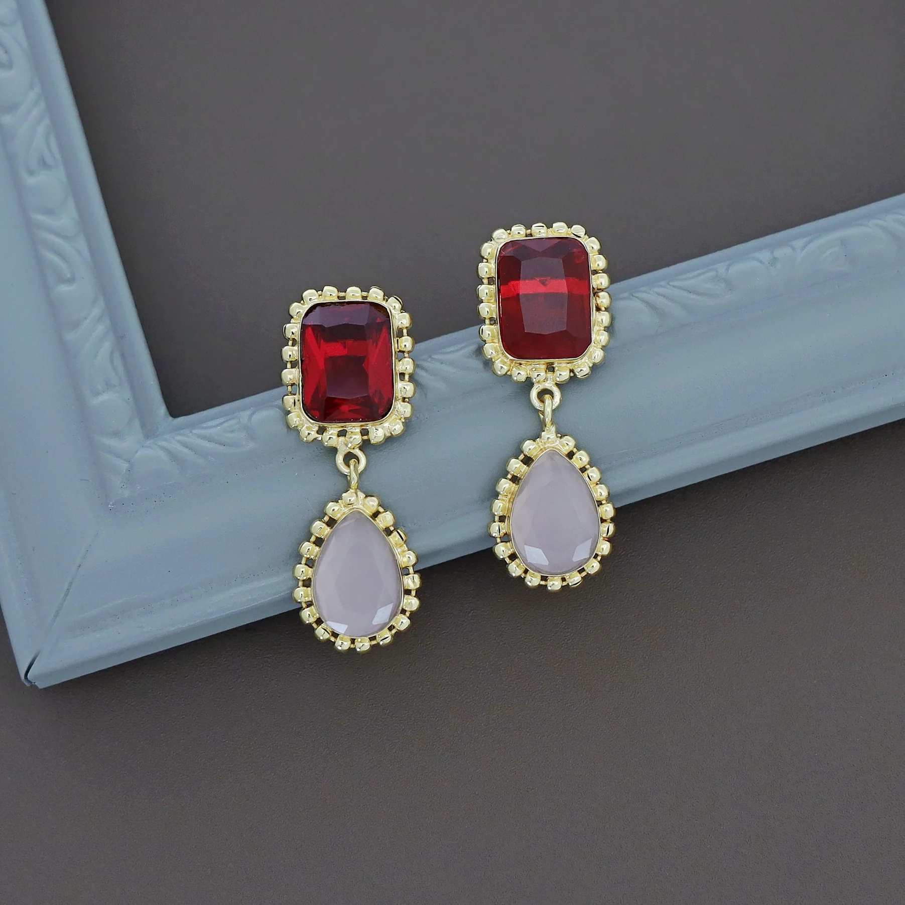 Aarviya Square And Drop Glossy Earring - Image 9