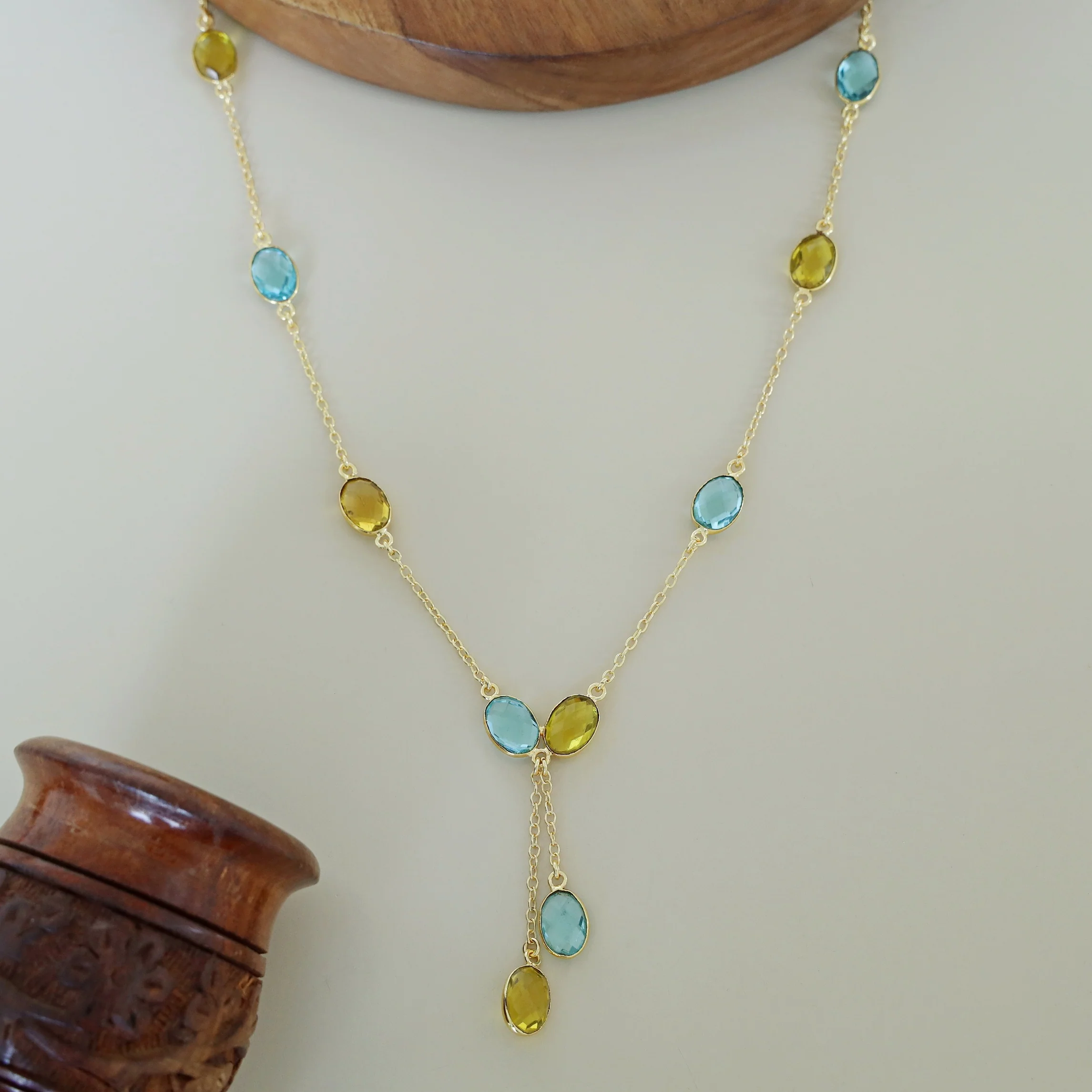Aashi Oval Glossy Stone Long Neckpiece - Image 13