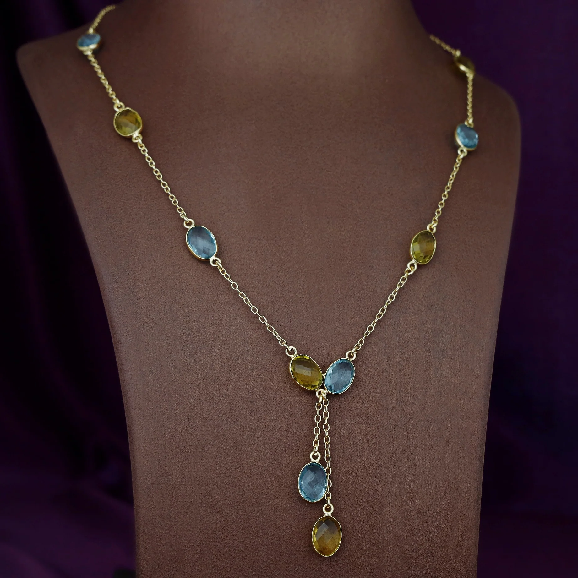 Aashi Oval Glossy Stone Long Neckpiece - Image 6