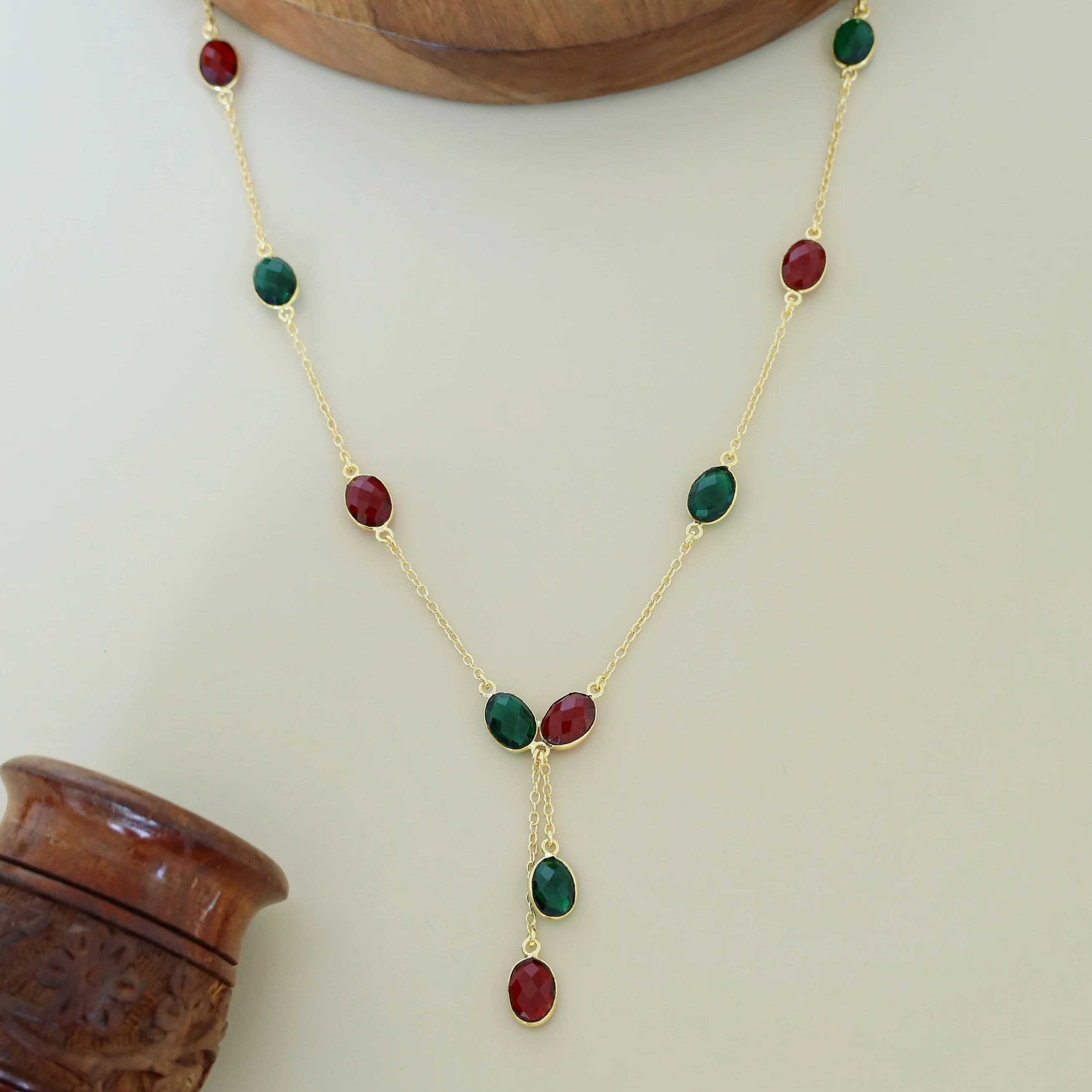 Aashi Oval Glossy Stone Long Neckpiece - Image 8