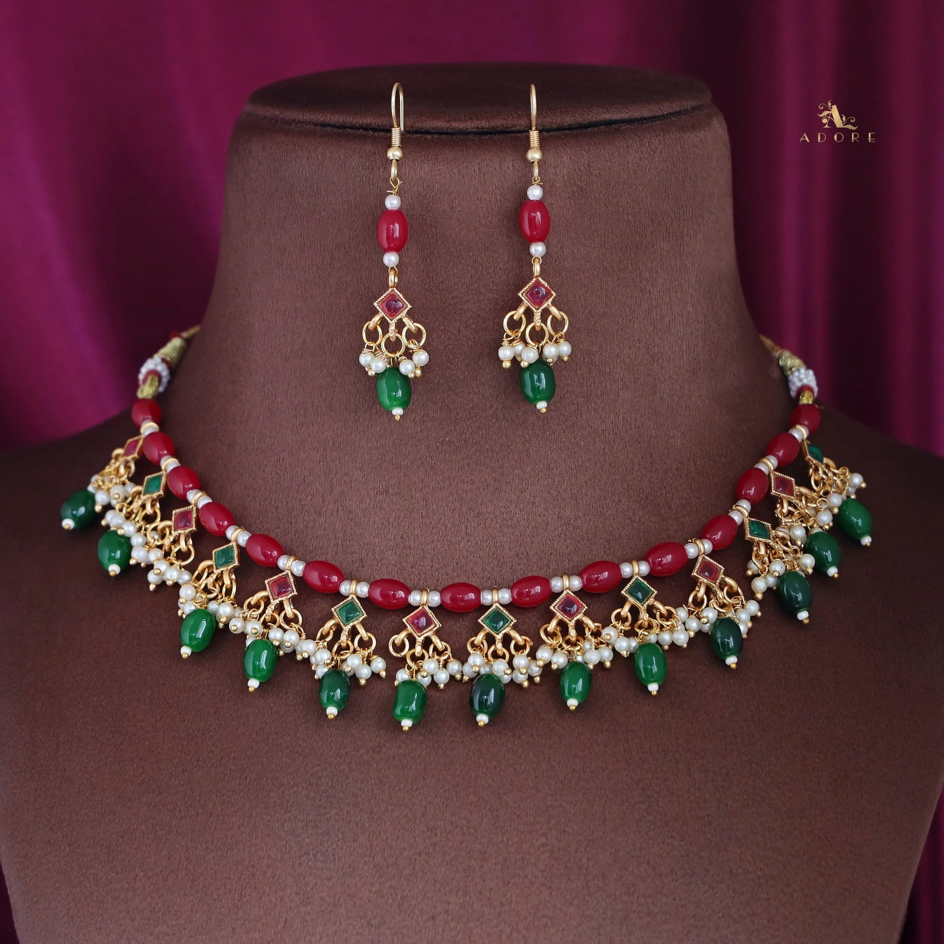 Aashvi Pearl Neckpiece With Drop Earring - Image 3