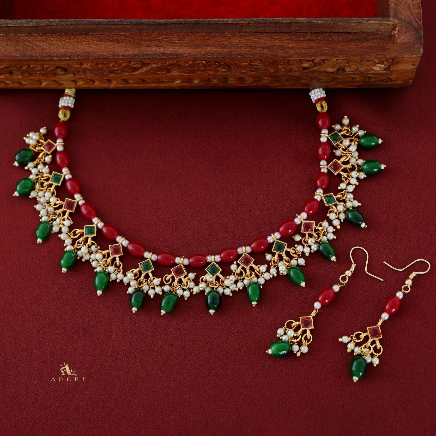 Aashvi Pearl Neckpiece With Drop Earring - Image 6