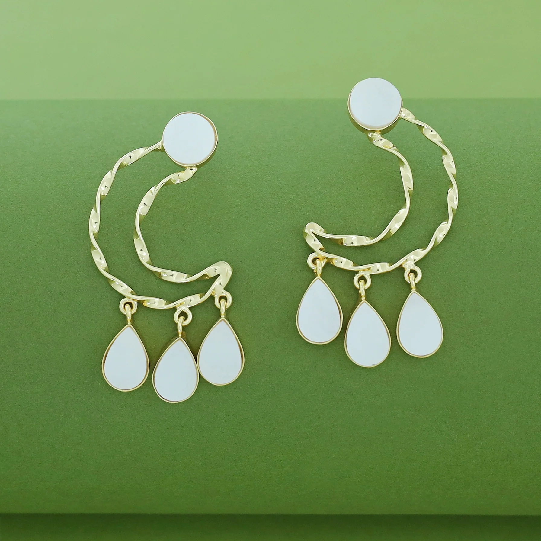 Abeetha Golden Half Moon Glossy Stone Earring - Image 7