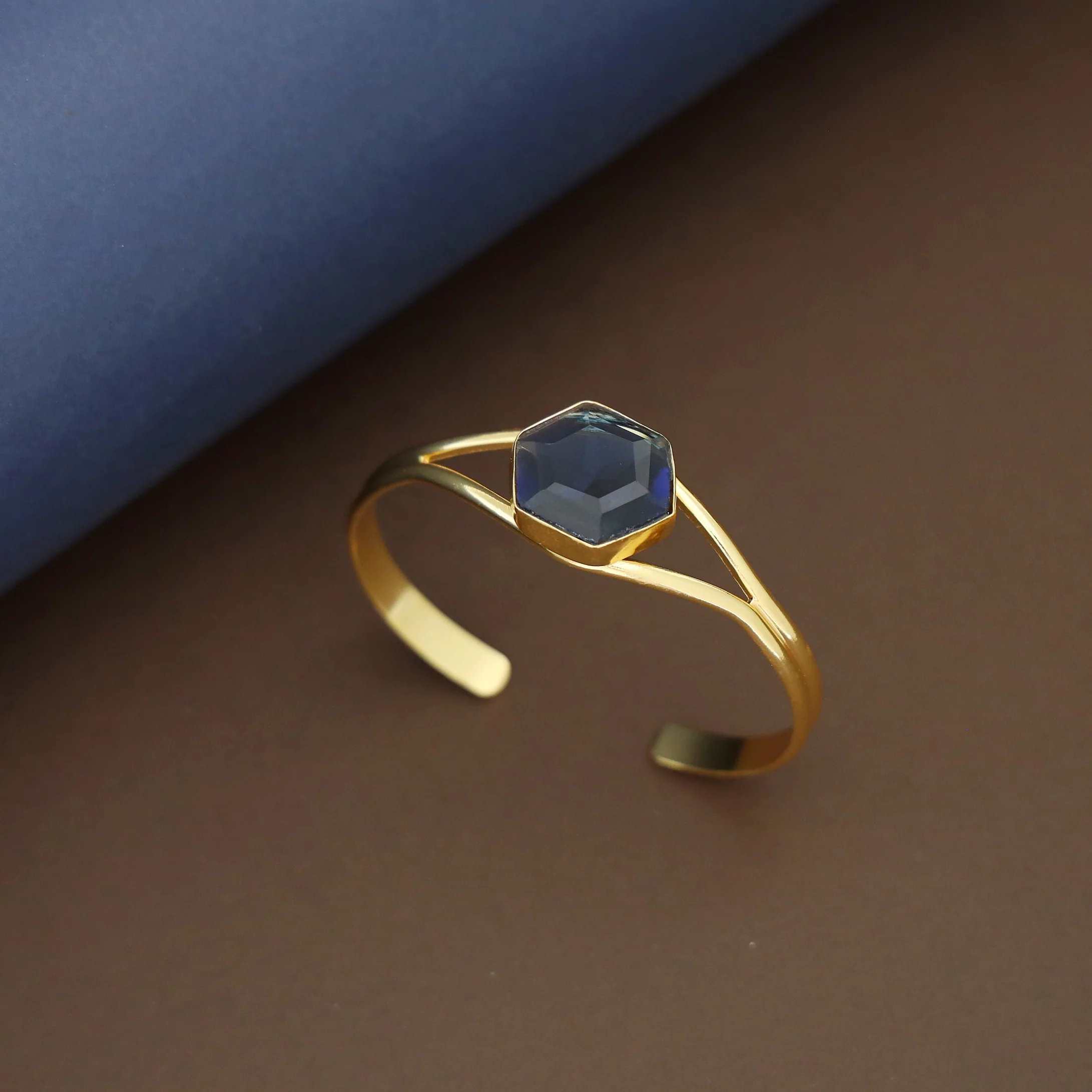 Acene Hexagon Glossy Stone Bangle - Image 3