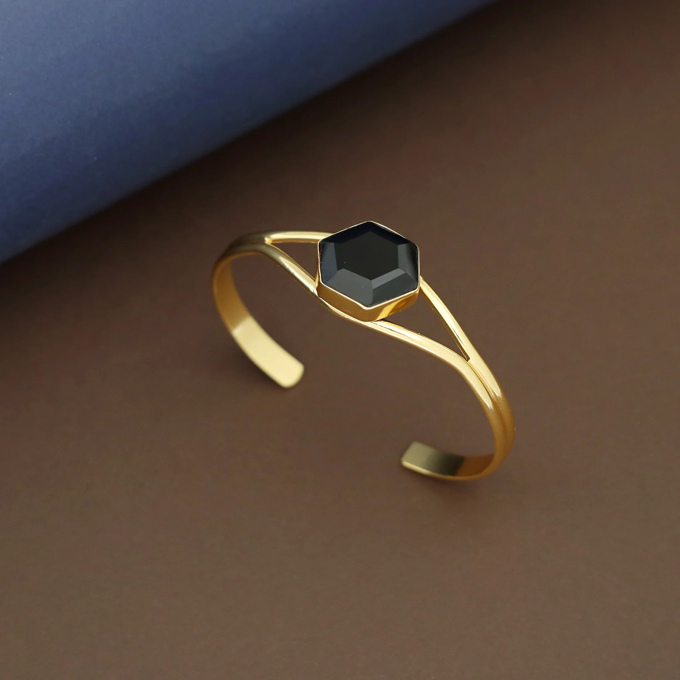 Acene Hexagon Glossy Stone Bangle - Image 4