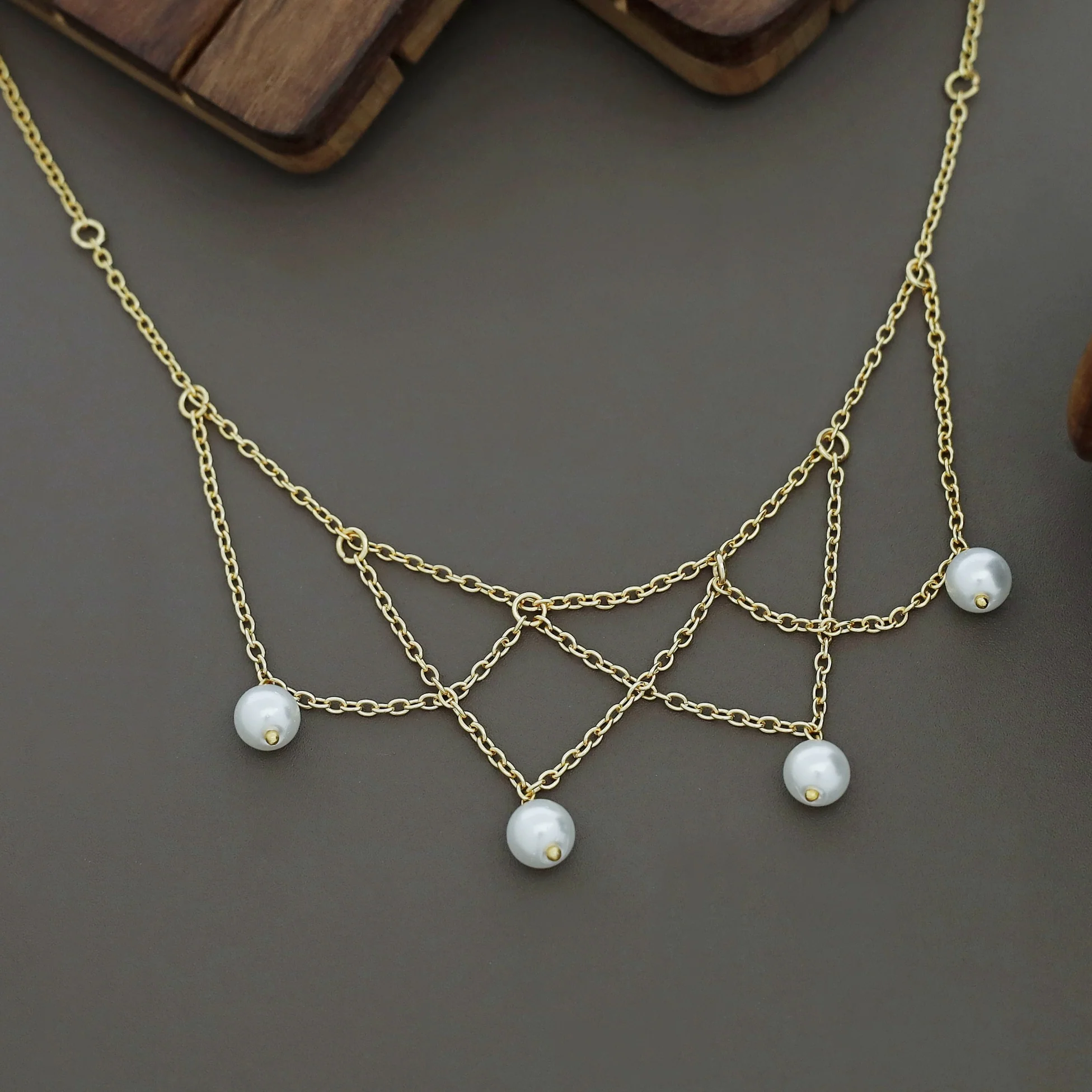Adabelle Pearl Golden Inter Chain Neckpiece - Image 3