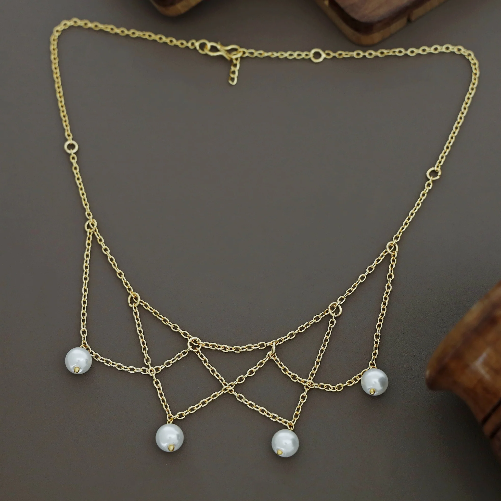 Adabelle Pearl Golden Inter Chain Neckpiece - Image 4