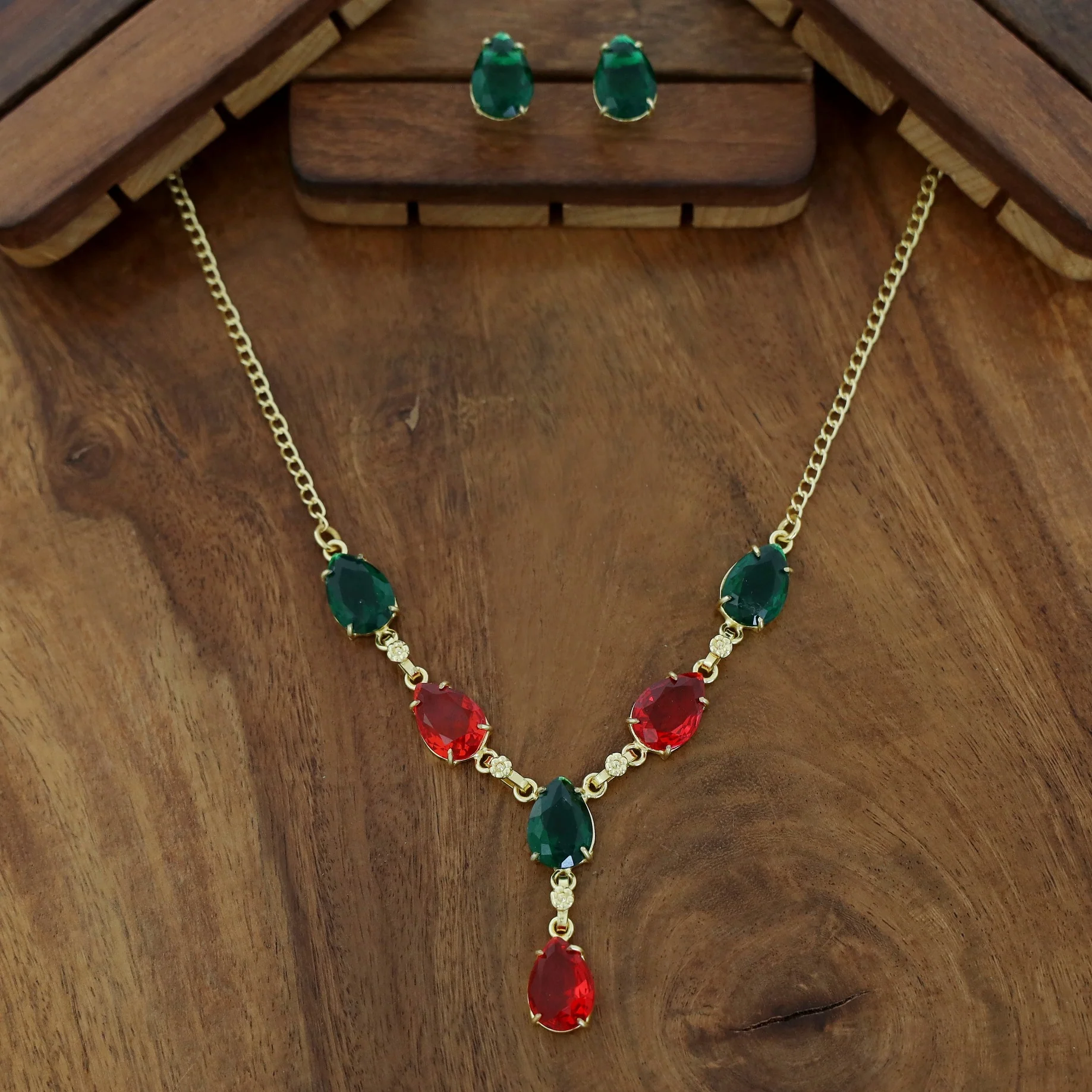 Adalia Glossy Stone Neckpiece with Stud - Image 2