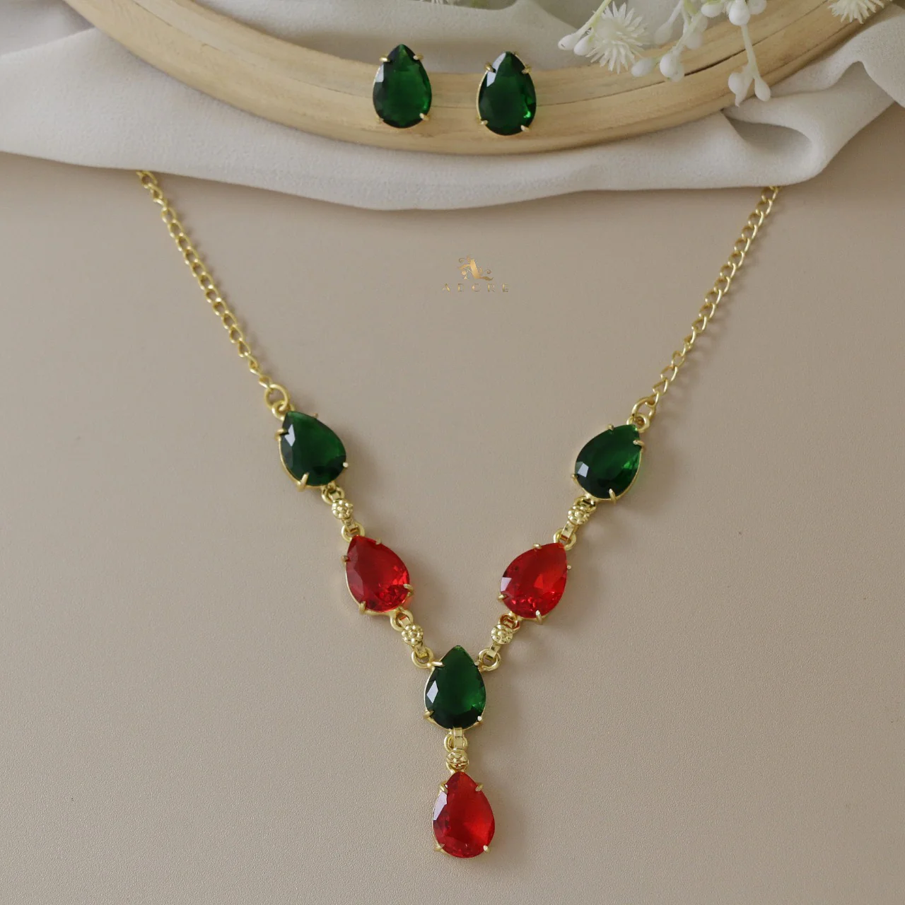 Adalia Glossy Stone Neckpiece with Stud - Image 5
