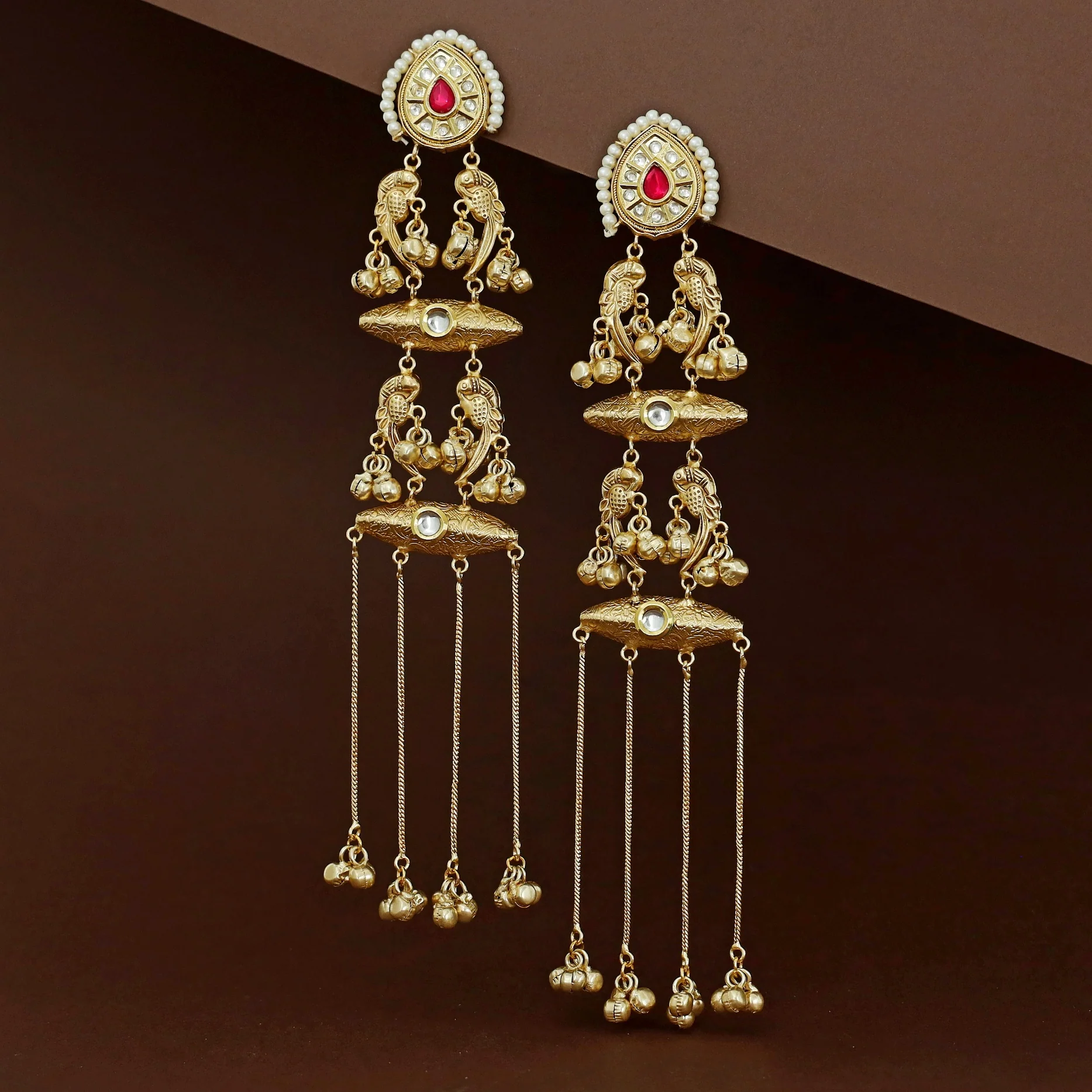 Adhara Kashmiri Long Ghungroo Earring - Image 2