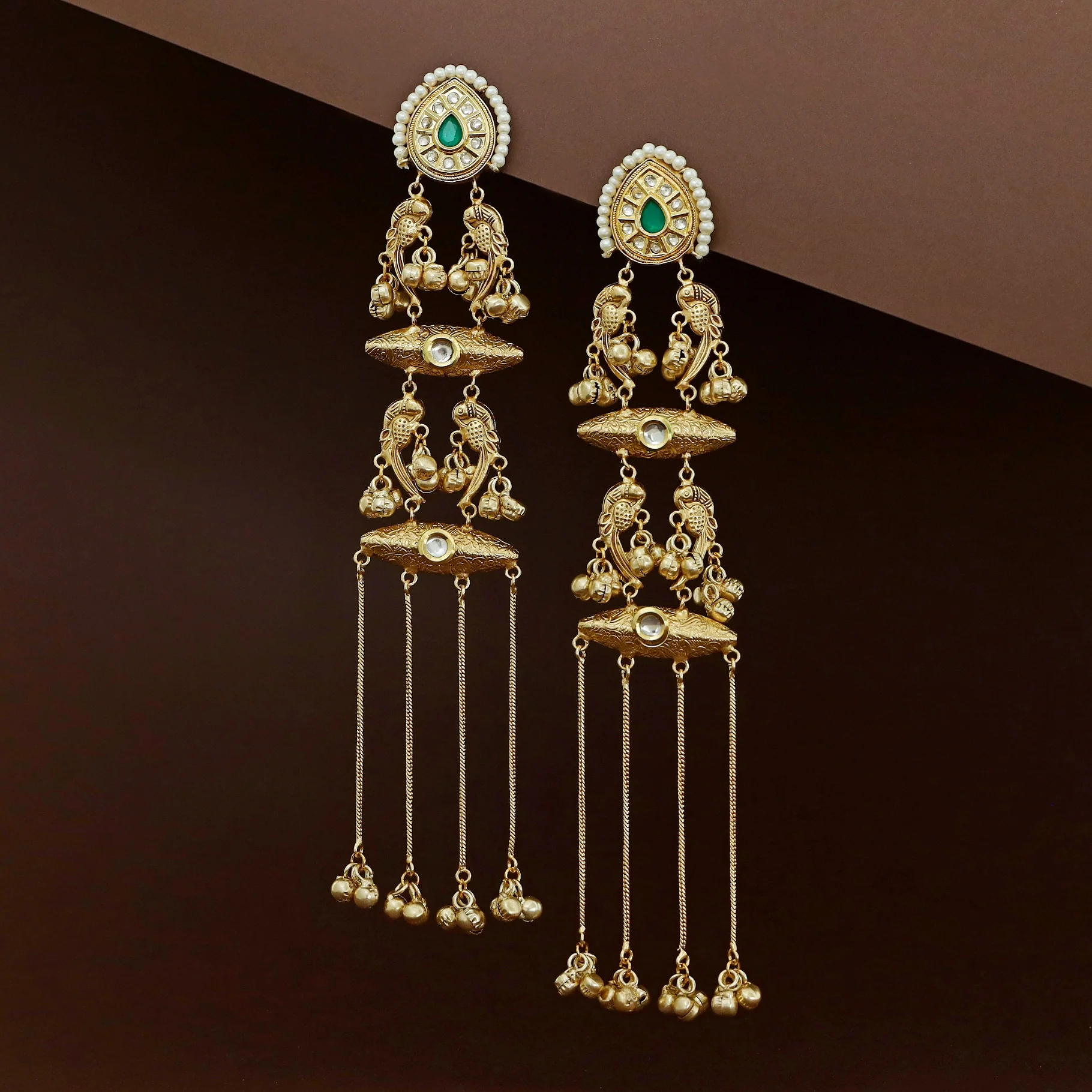 Adhara Kashmiri Long Ghungroo Earring - Image 3
