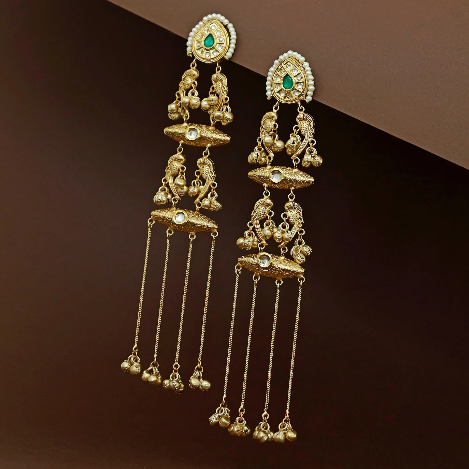 Adhara Kashmiri Long Ghungroo Earring - Image 4