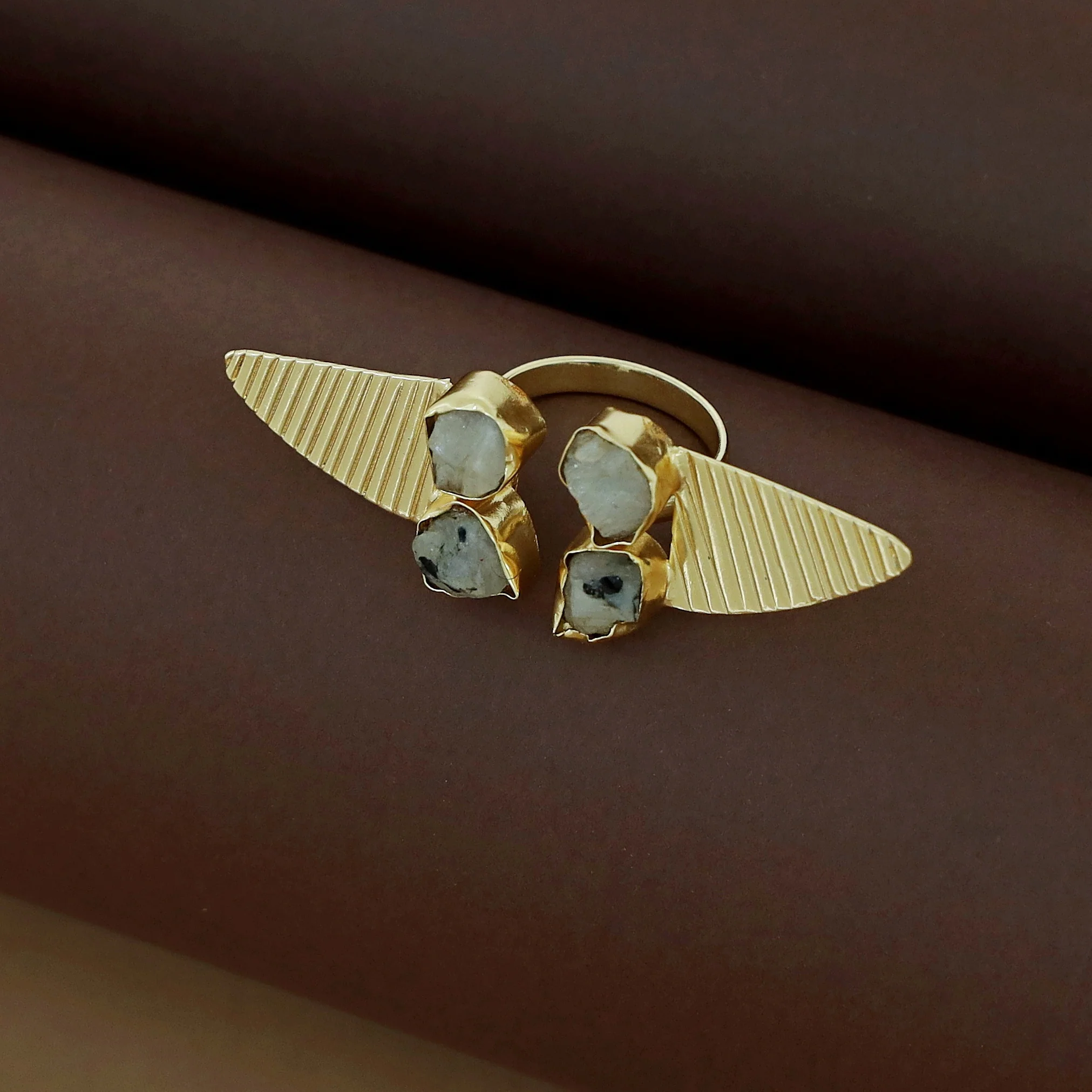 Adley Tetra Raw Stone Eagle Wings Ring - Image 7