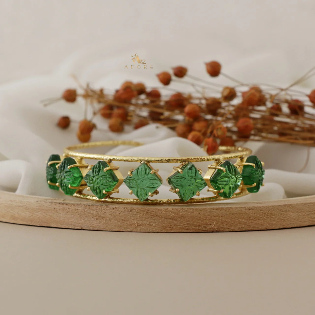 Adonai Textured Carved 7 Diamond Bangle - Image 2