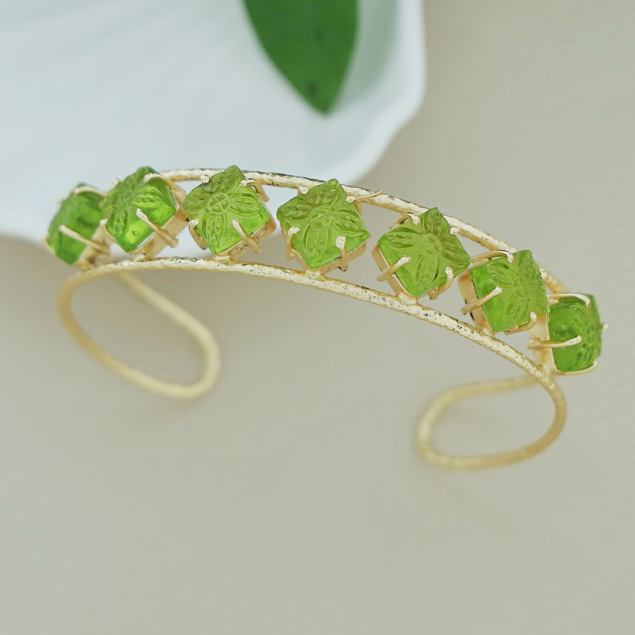 Adonai Textured Carved 7 Diamond Bangle - Image 3