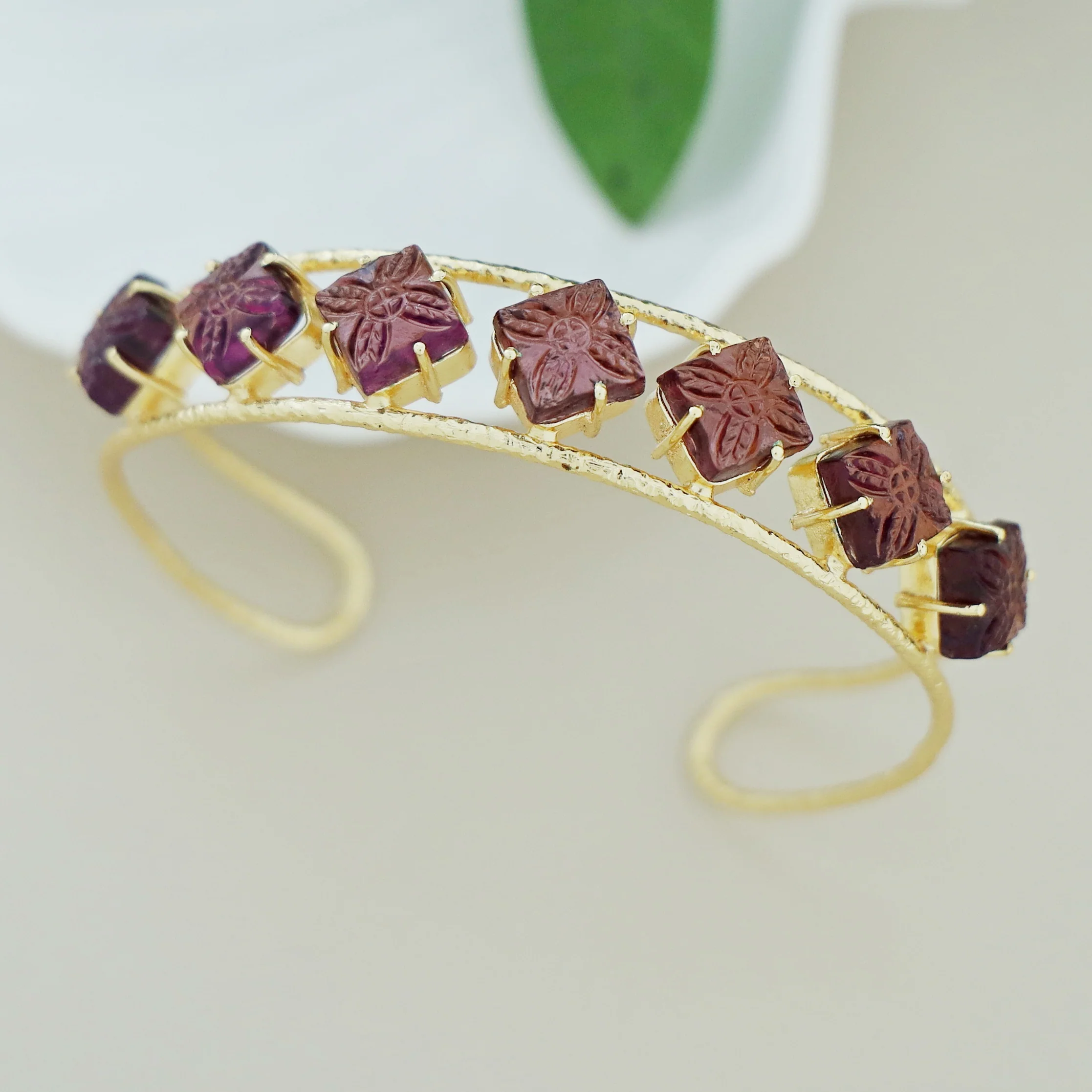 Adonai Textured Carved 7 Diamond Bangle - Image 6